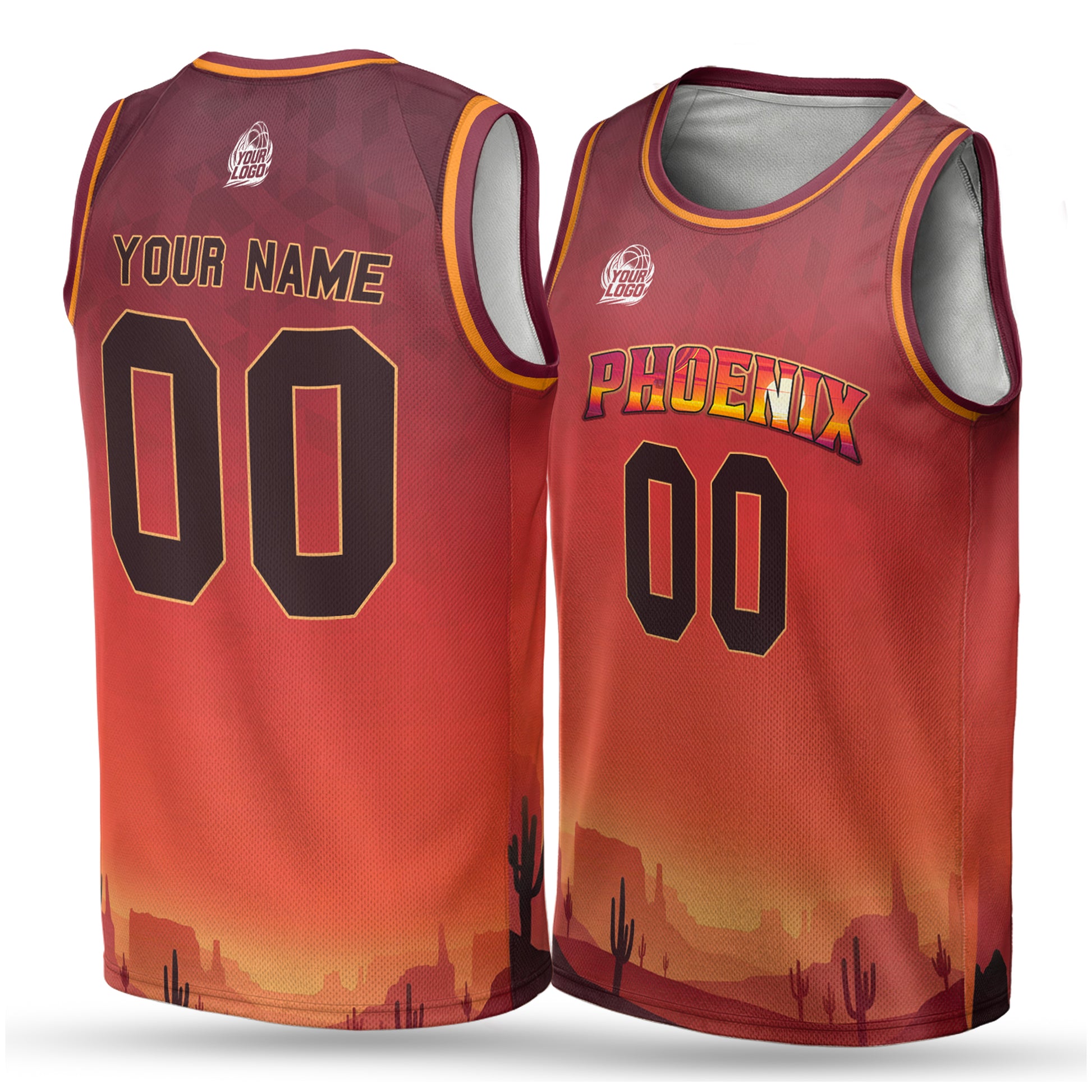 Custom City Basketball Jersey Phoenix Design - Add Your Name and Number