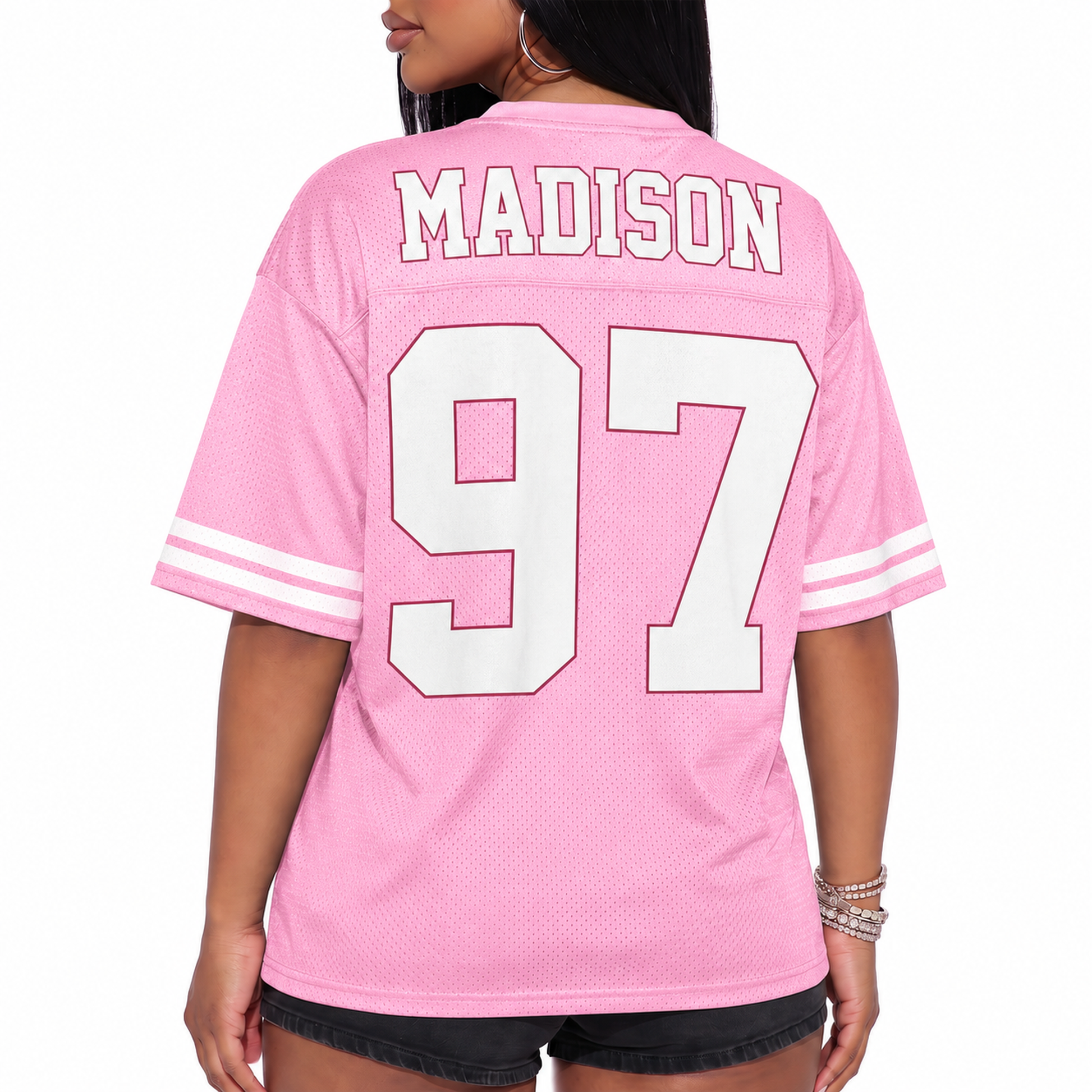 Custom Drop Shoulder Football Jersey Pink - Design Your Own