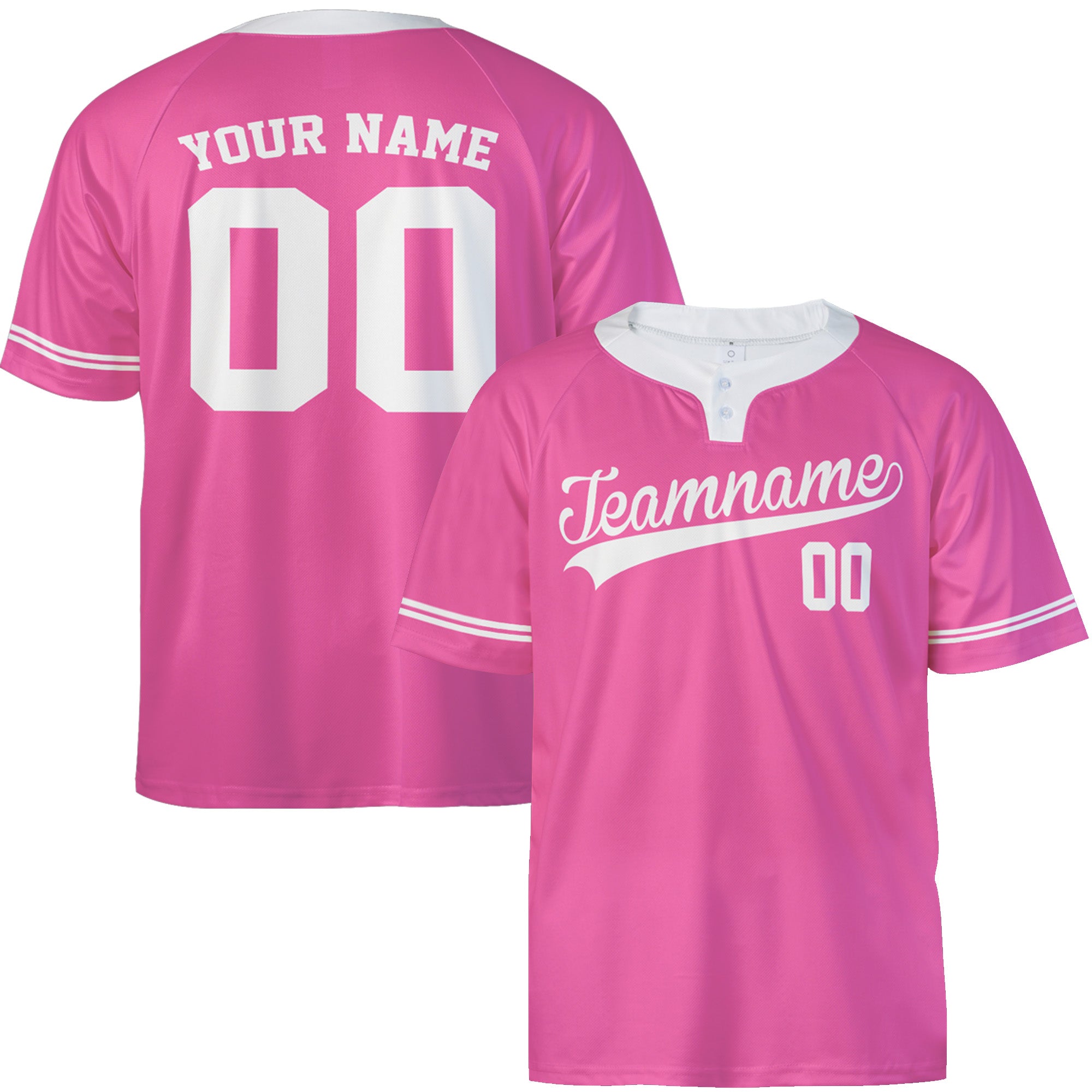 Custom Two Button Softball Jersey Pink and White – Design Your Own
