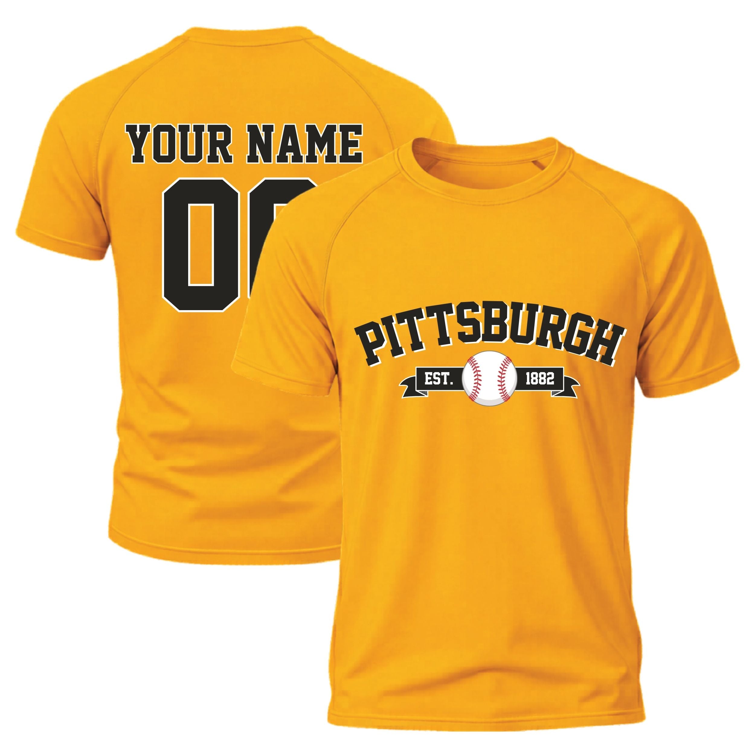 Custom City T-Shirt Baseball Style Pittsburgh - Personalized Name Number