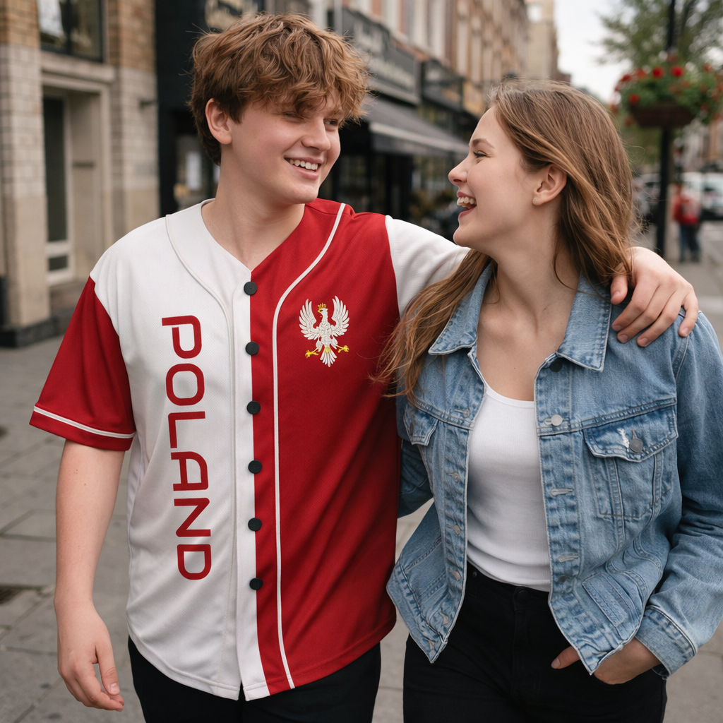Custom Poland Baseball Jersey Polish Fan Split Eagle – Personalized Name Number