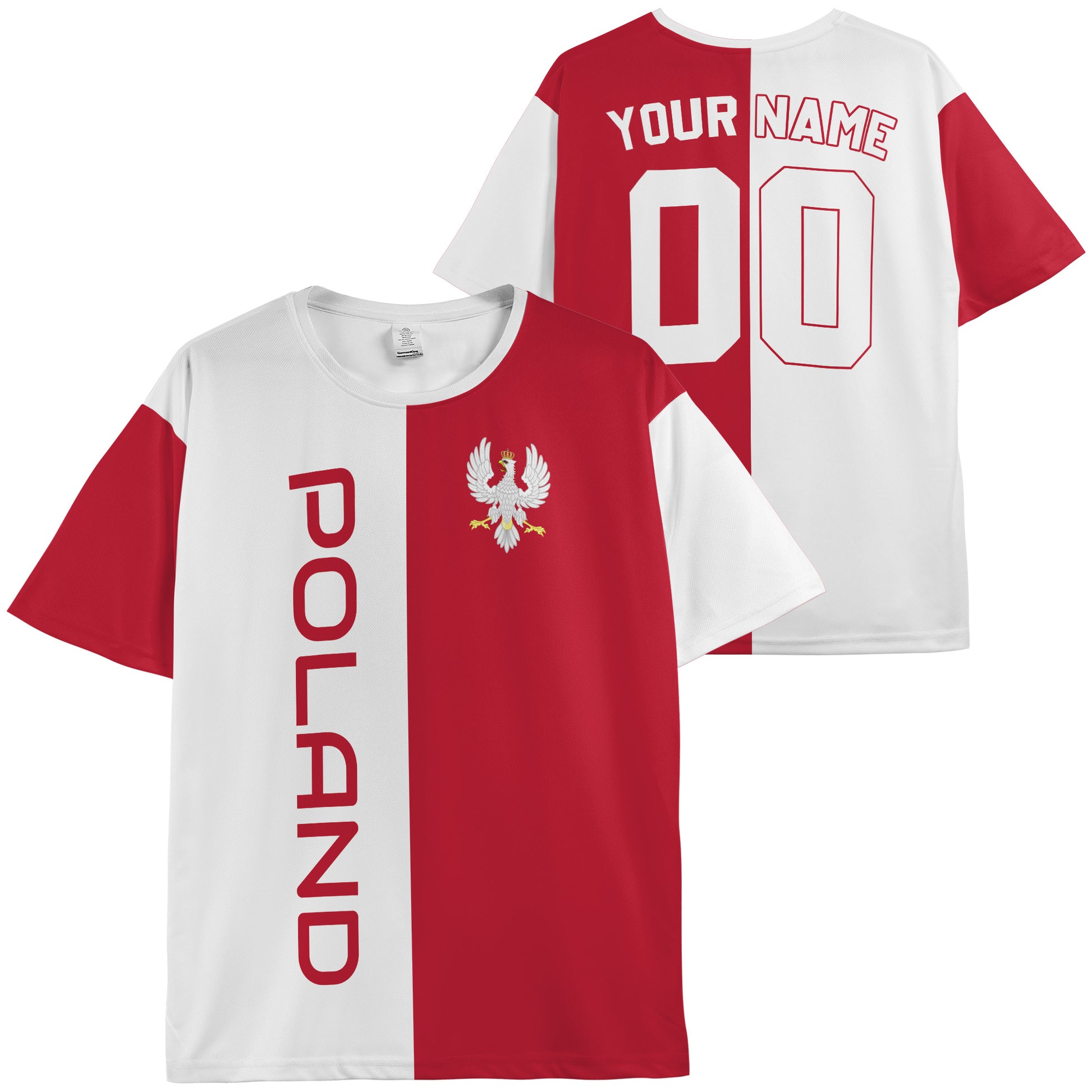 Custom Poland Soccer Jersey Polish Fan Split Eagle - Personalized Name Number