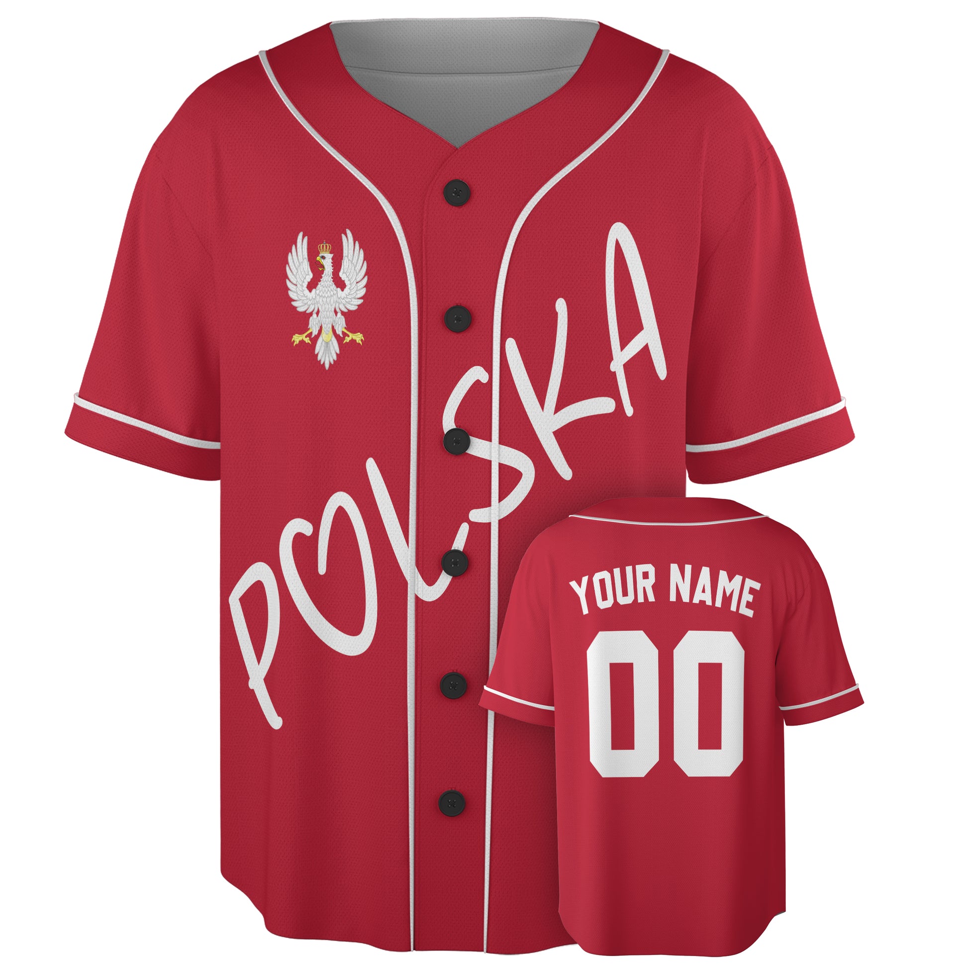 Custom Poland Baseball Jersey Polish Fan Polska Script – Personalized Name Number