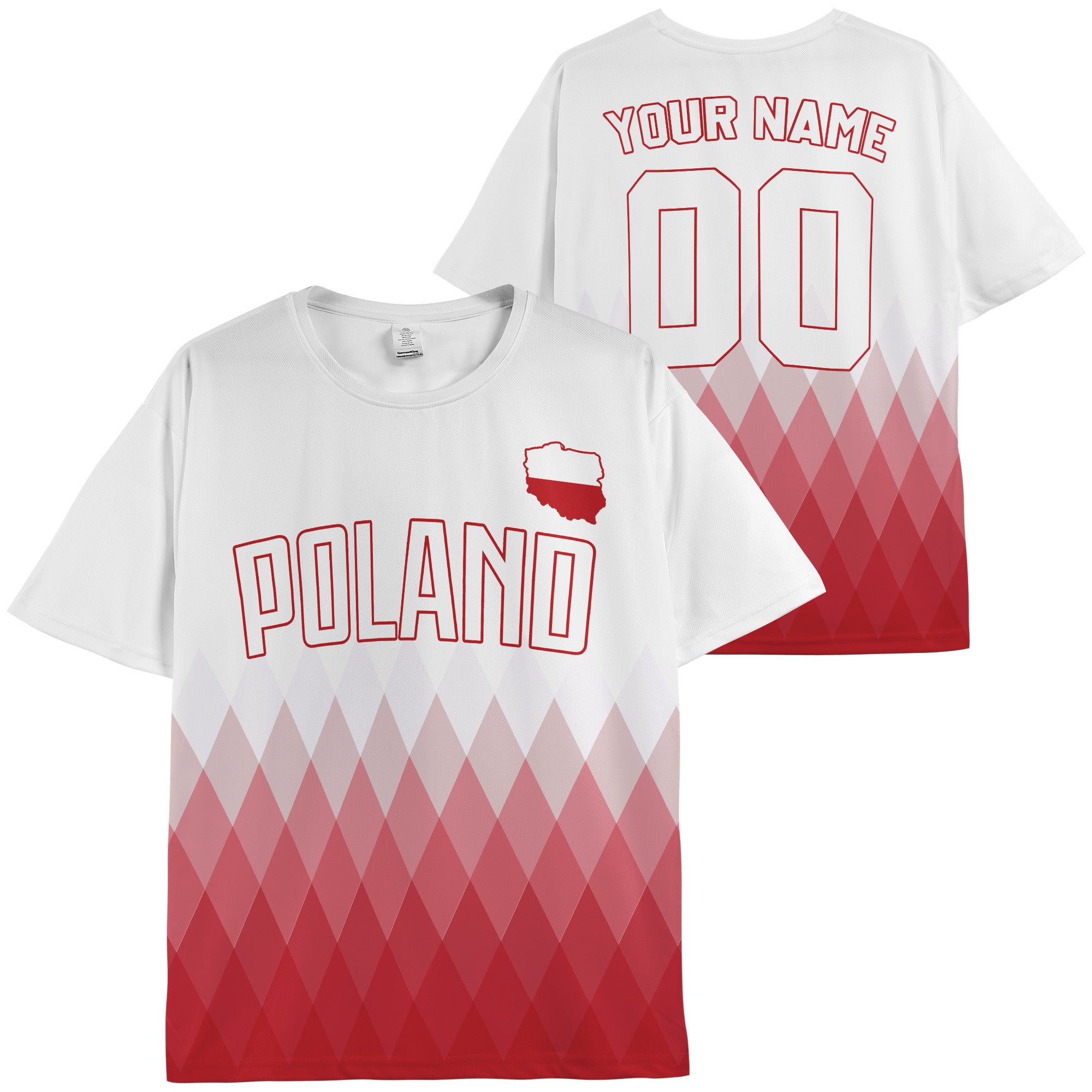 Custom Poland Soccer Jersey Polish Fan Diamond Fade - Personalized Name Number