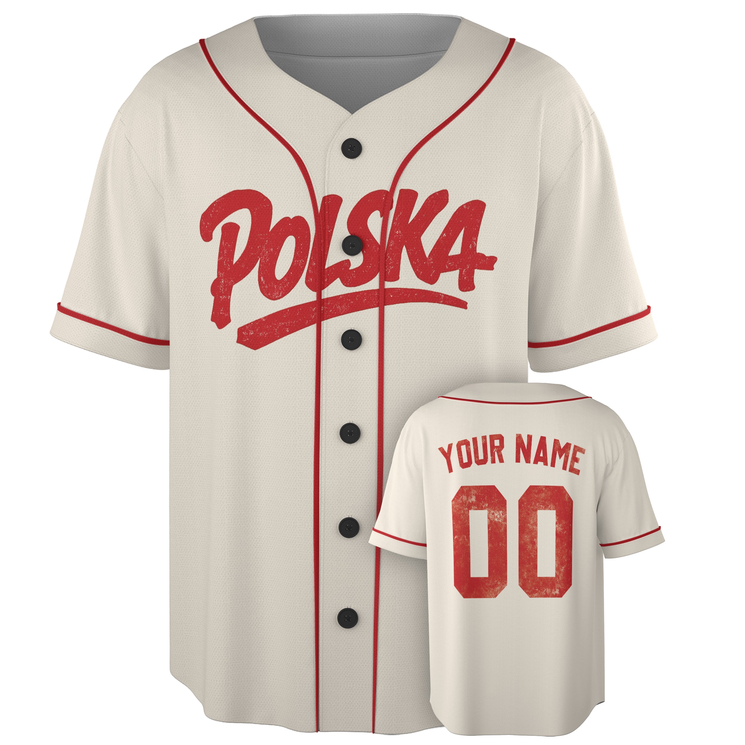 Custom Poland Baseball Jersey Polish Fan Polska Vintage Script – Personalized Name Number
