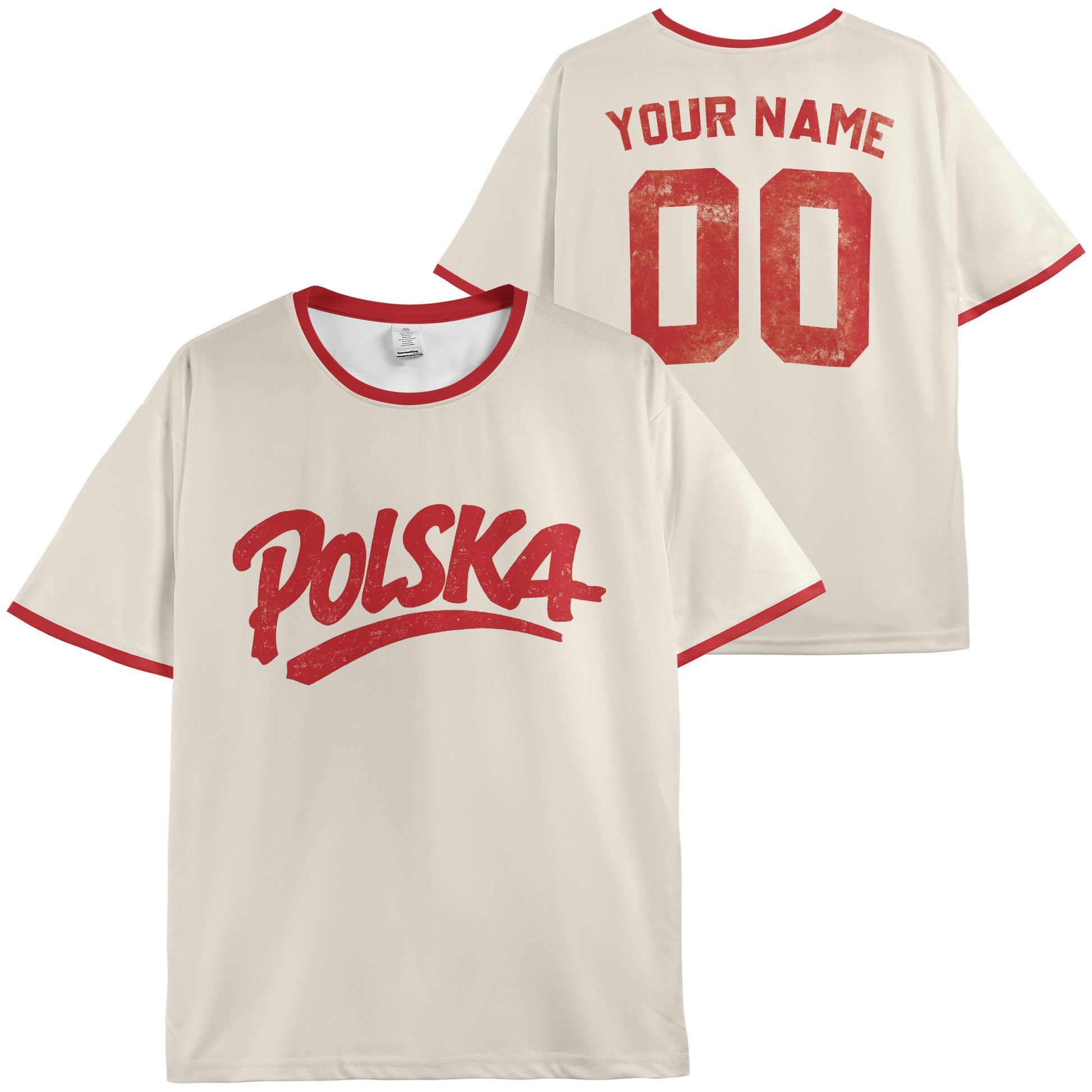 Custom Poland Soccer Jersey Polish Fan Polska Vintage Script - Personalized Name Number