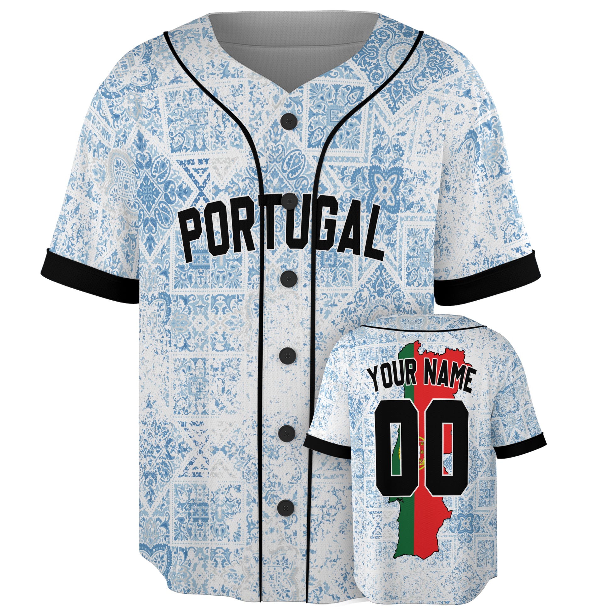 Custom Portugal Baseball Jersey Portuguese Fan Azulejo Classic – Personalized Name Number