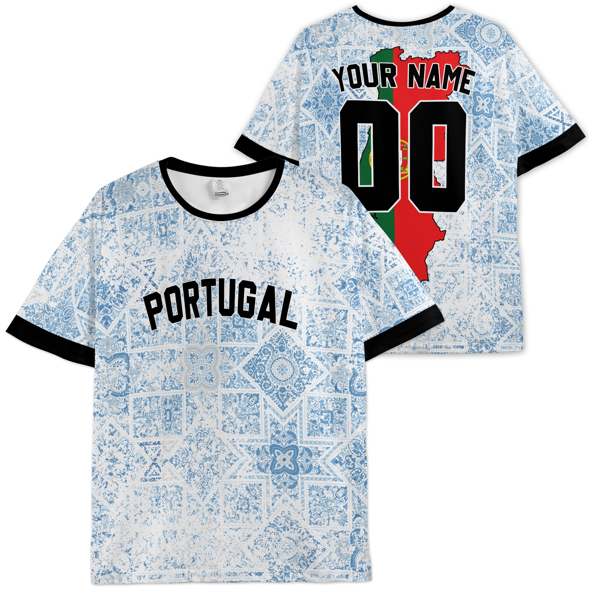 Custom Portugal Soccer Jersey Portuguese Fan Azulejo Classic – Personalized Name Number