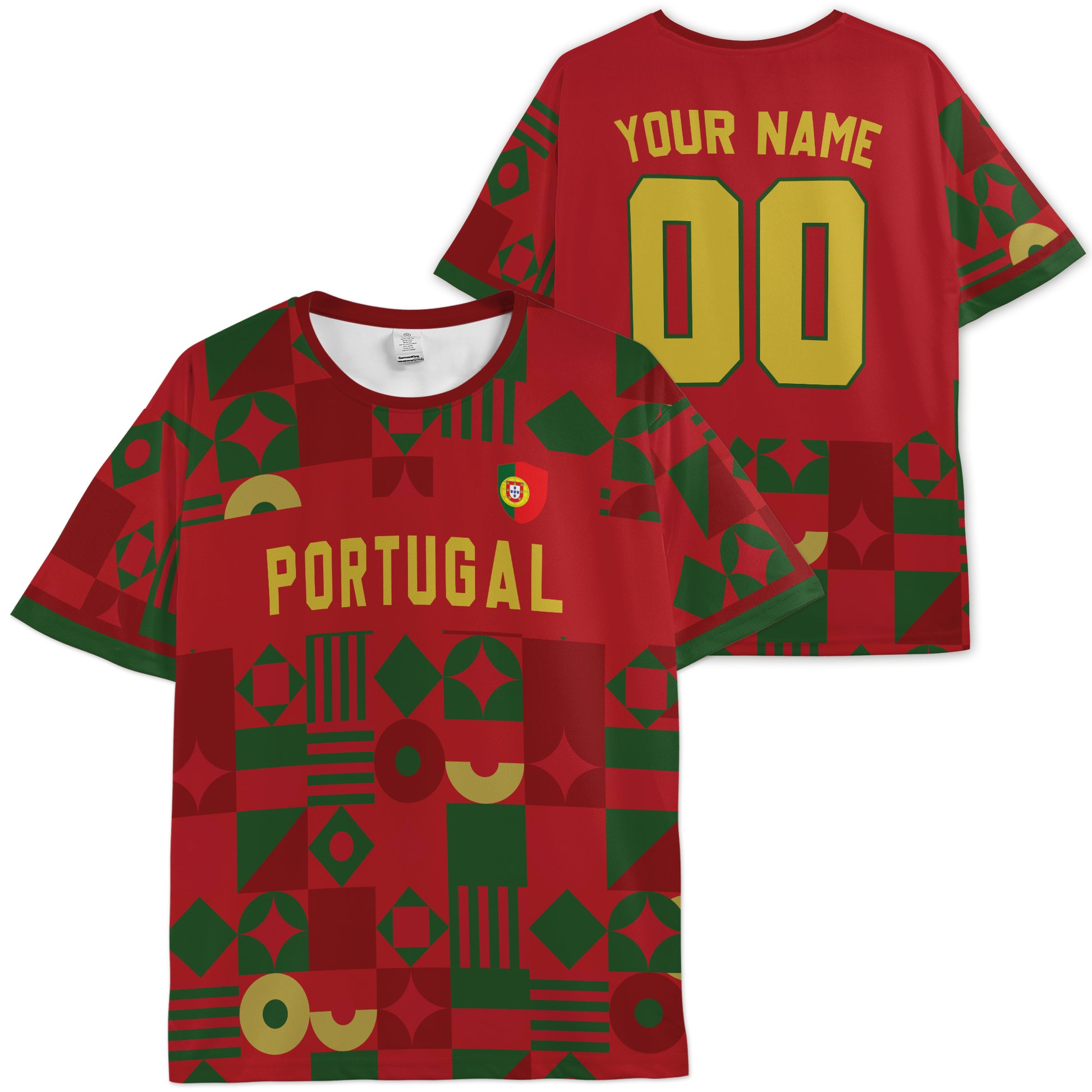 Custom Portugal Soccer Jersey Portuguese Fan Geometric Modern – Personalized Name Number