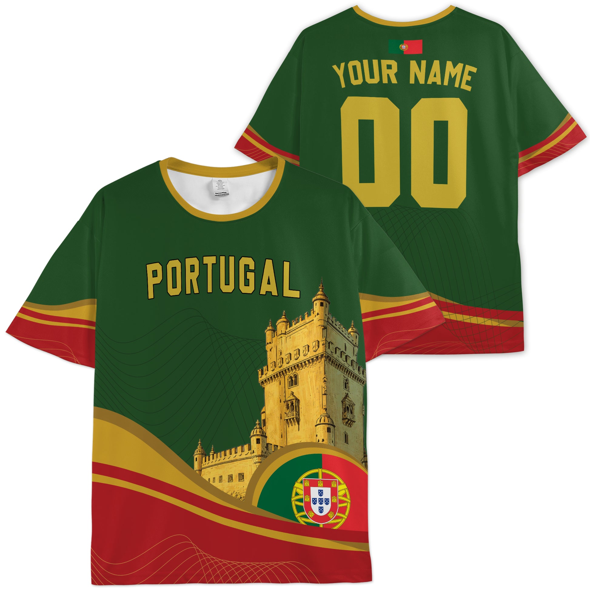 Custom Portugal Soccer Jersey Portuguese Fan Landmark Classic – Personalized Name Number