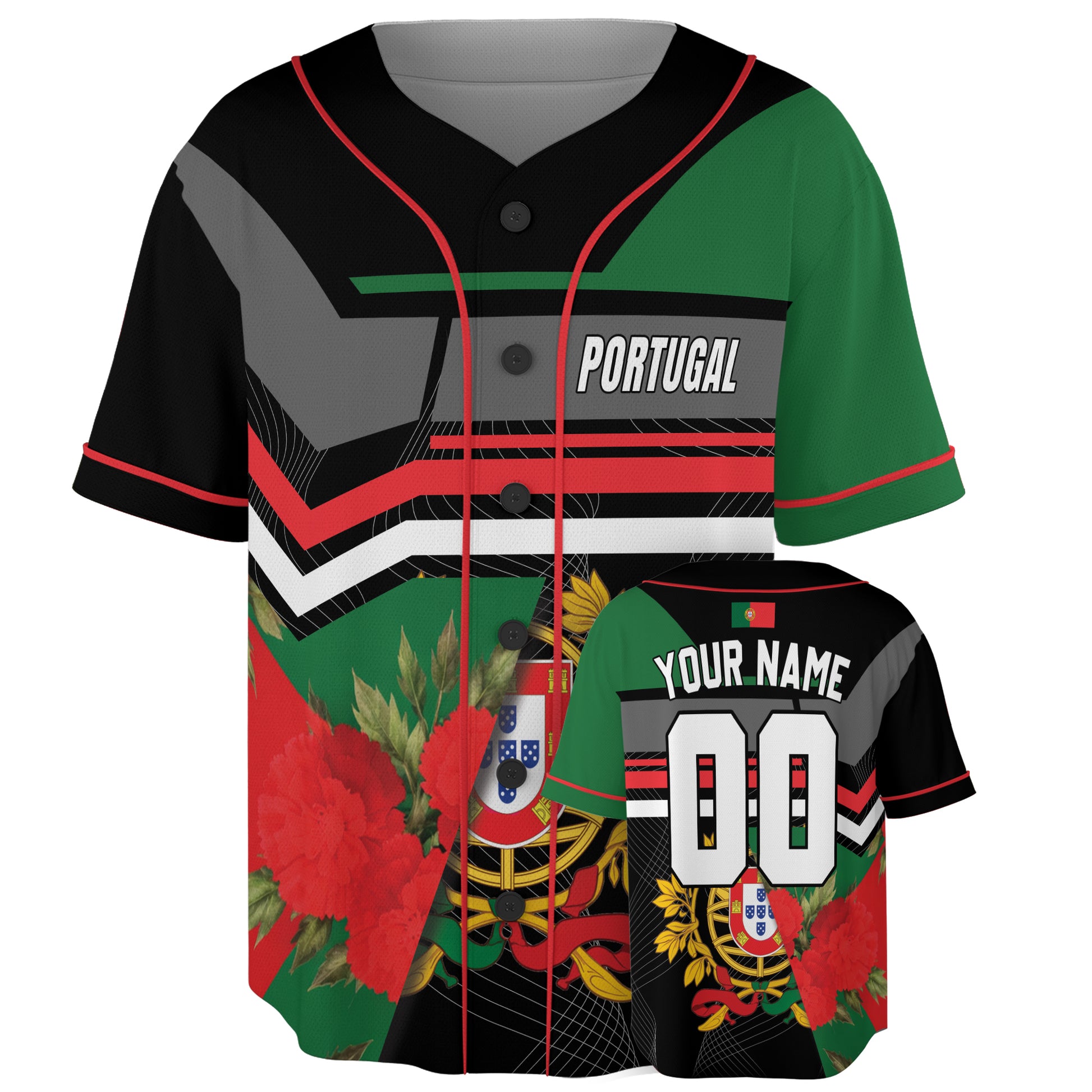 Custom Portugal Baseball Jersey Portuguese Fan Elite Crest – Personalized Name Number