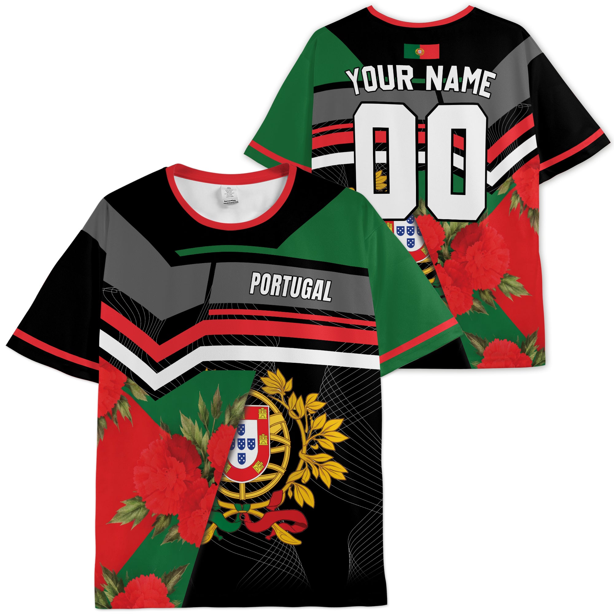 Custom Portugal Soccer Jersey Portuguese Fan Elite Crest – Personalized Name Number