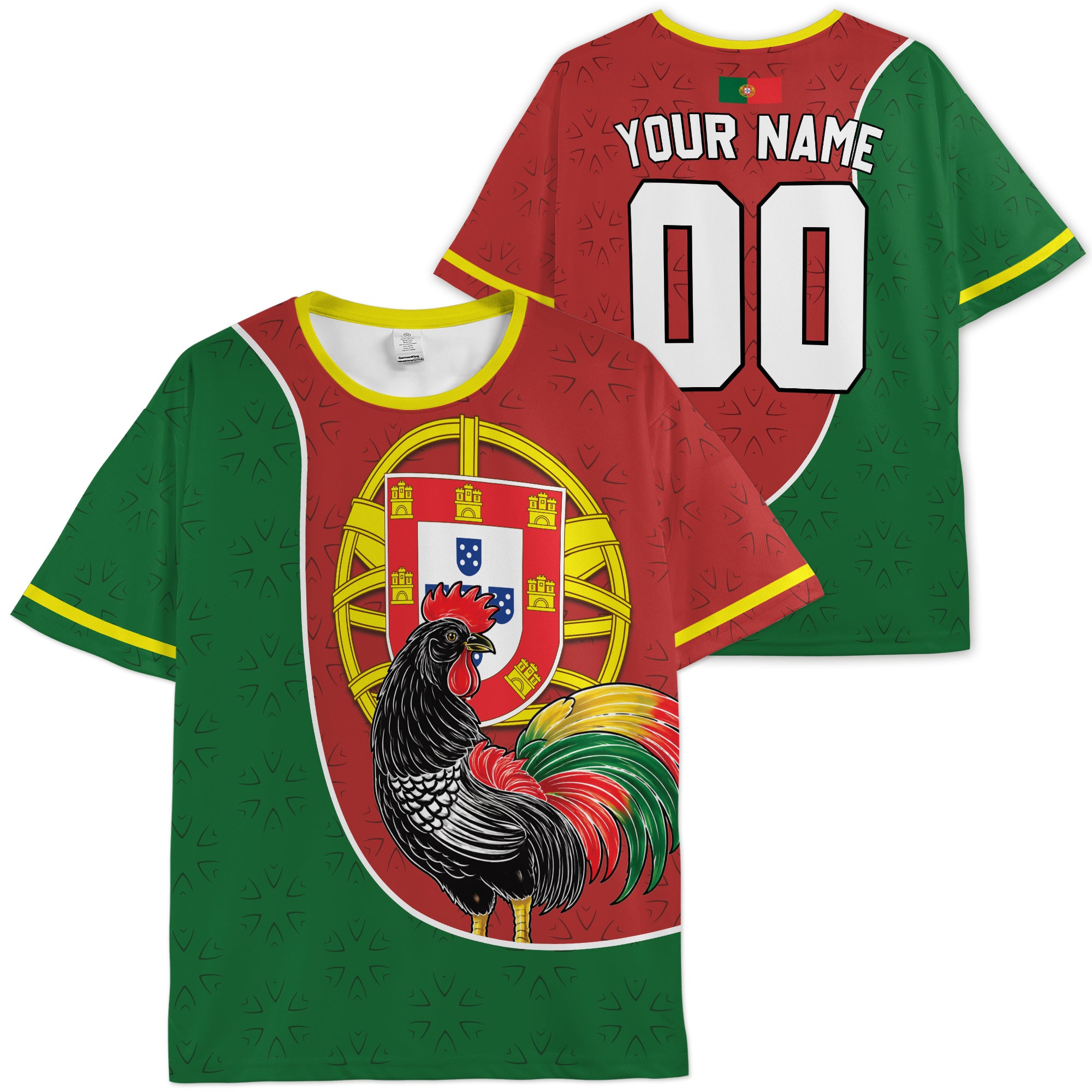 Custom Portugal Soccer Jersey Portuguese Fan Rooster Crest – Personalized Name Number