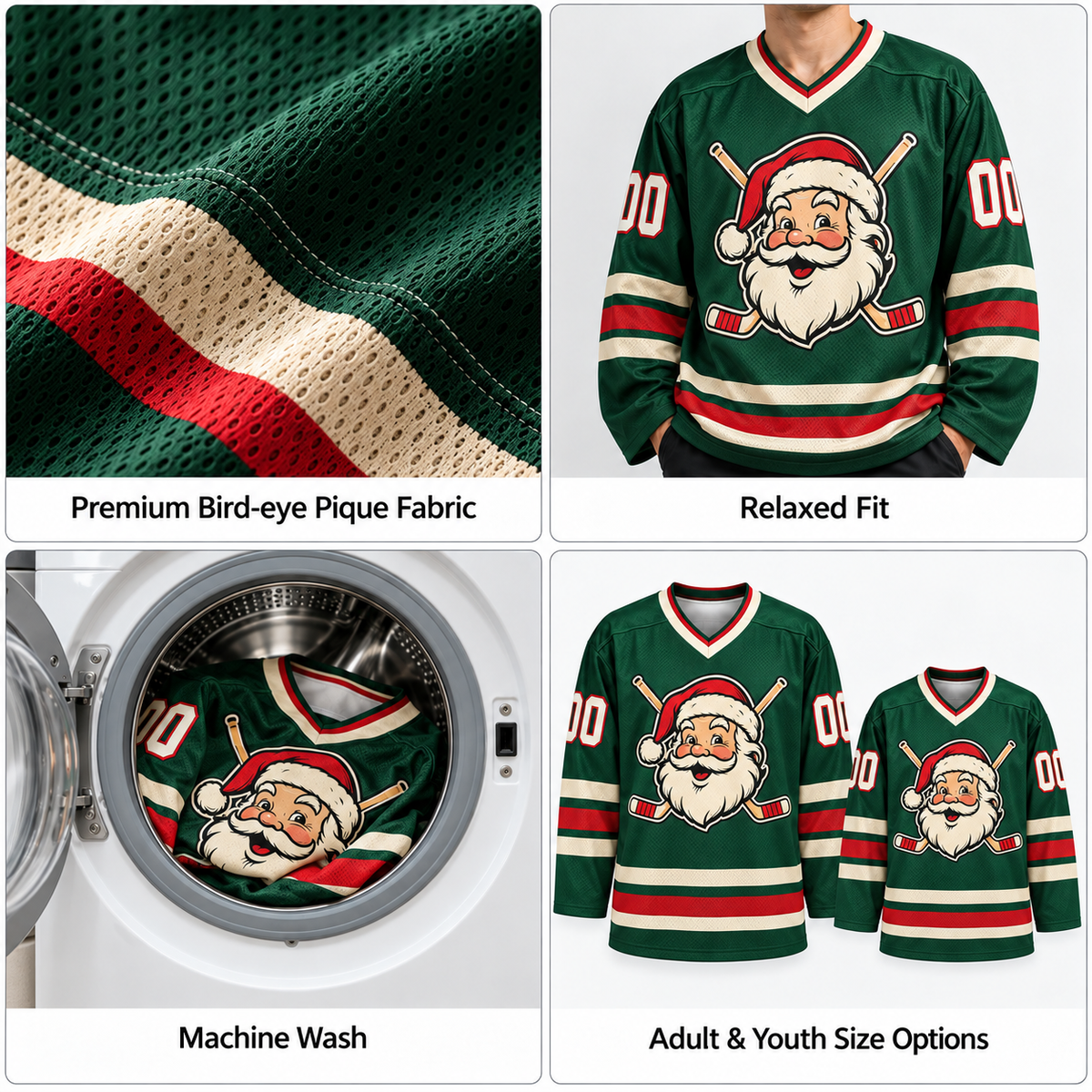 Custom Christmas Hockey Jersey – Skeleton Personalized Name & Number Jersey