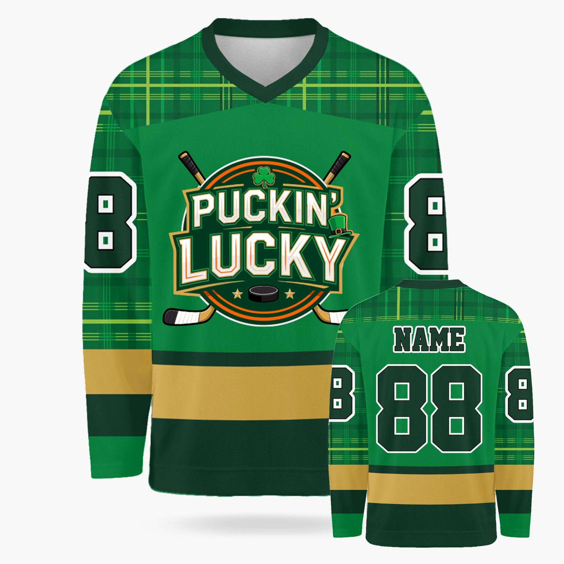 Custom St. Patrick's Day Hockey Jersey Pucking Lucky - Design Your Own