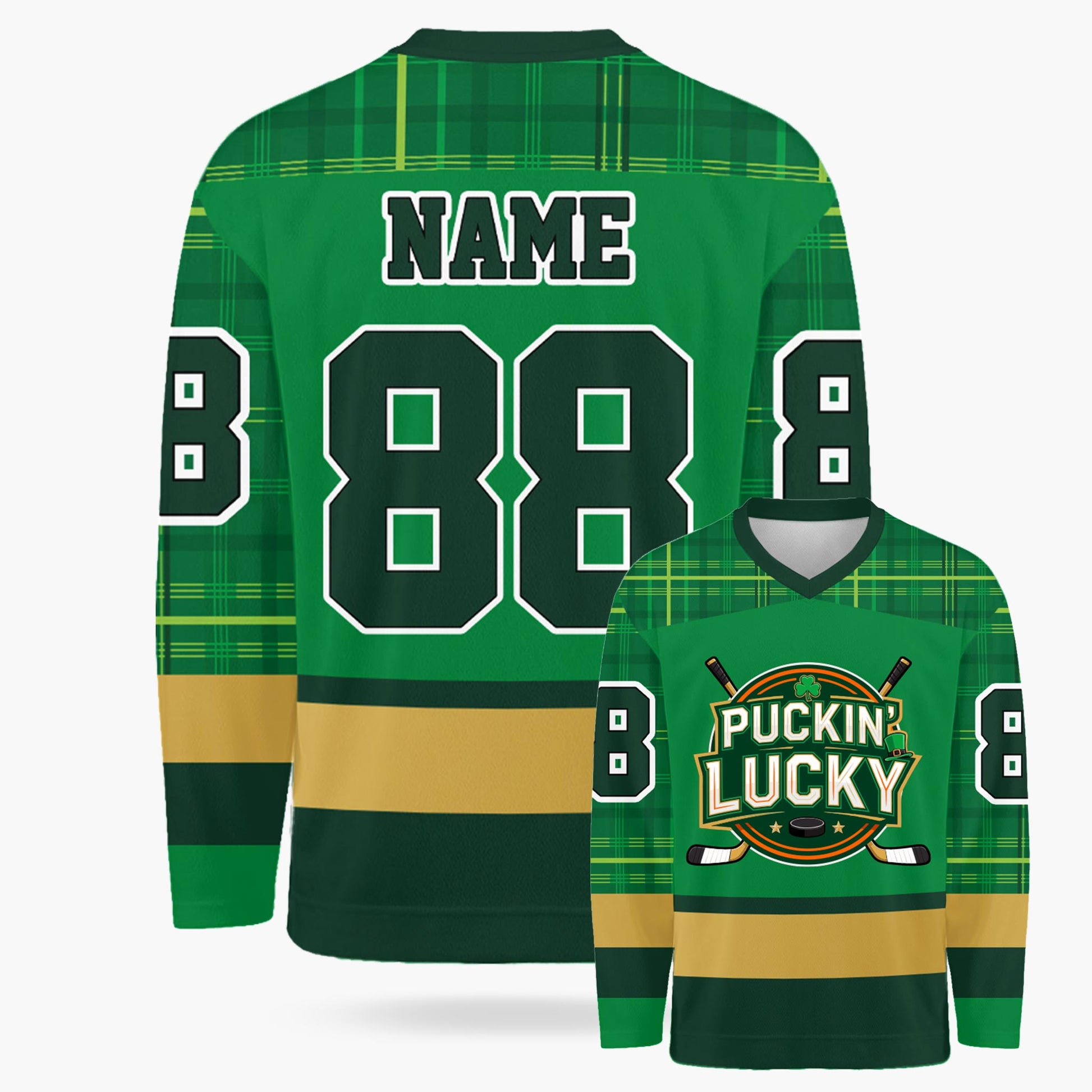 Custom St. Patrick's Day Hockey Jersey Pucking Lucky - Design Your Own