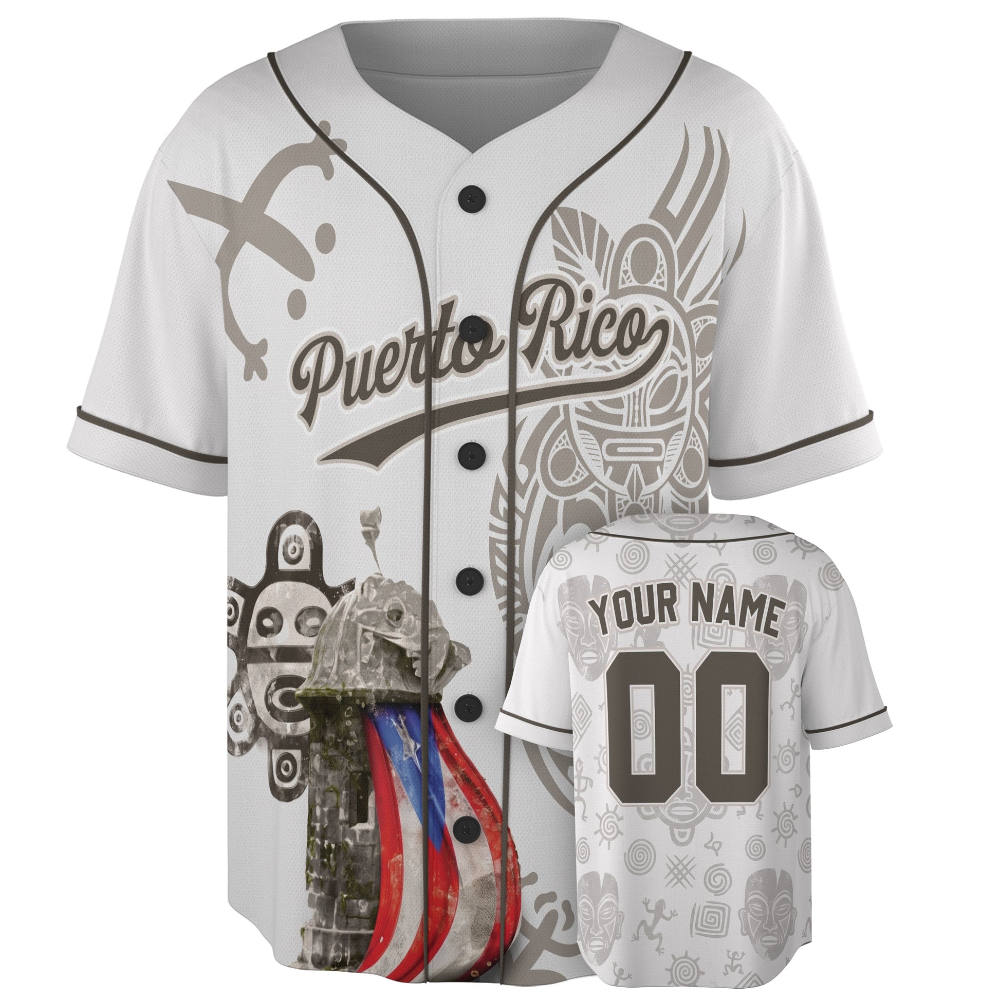 Custom Puerto Rico Baseball Jersey Puerto Rican Fan Heritage Totem – Personalized Name Number