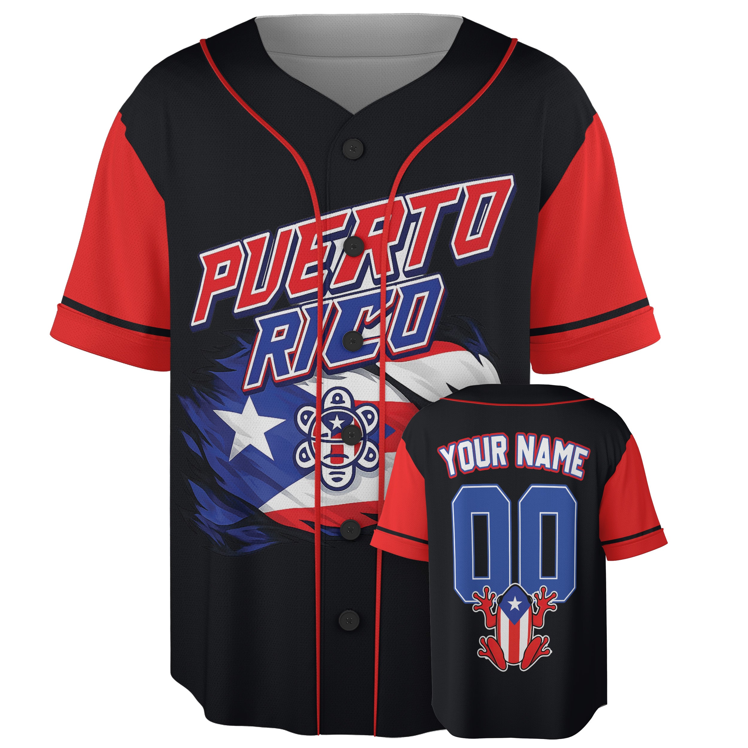 Custom Puerto Rico Baseball Jersey Puerto Rican Fan Coquí Power – Personalized Name Number