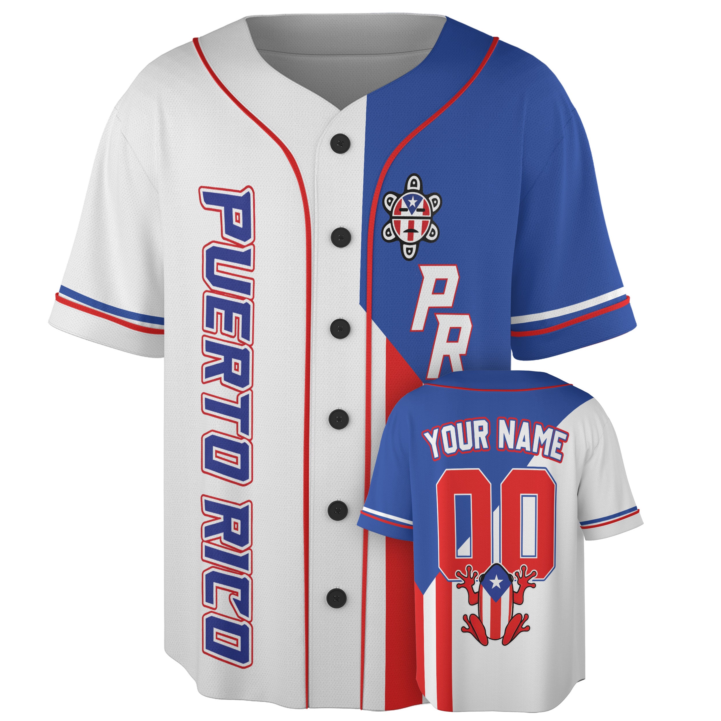 Custom Puerto Rico Baseball Jersey Puerto Rican Fan Split Coquí Classic – Personalized Name Number