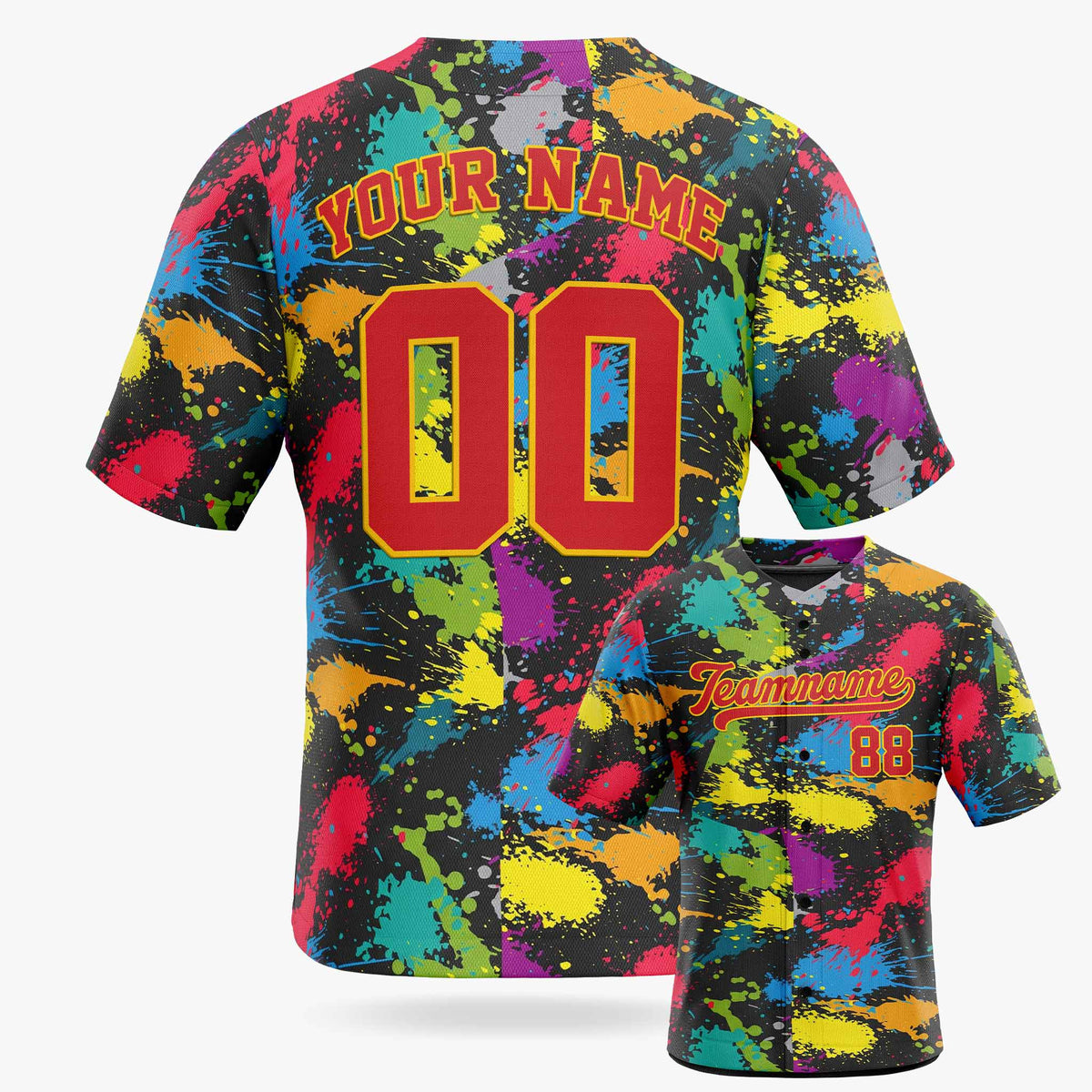 Custom Baseball Jersey Red and Gold Graffiti - Design Your Own