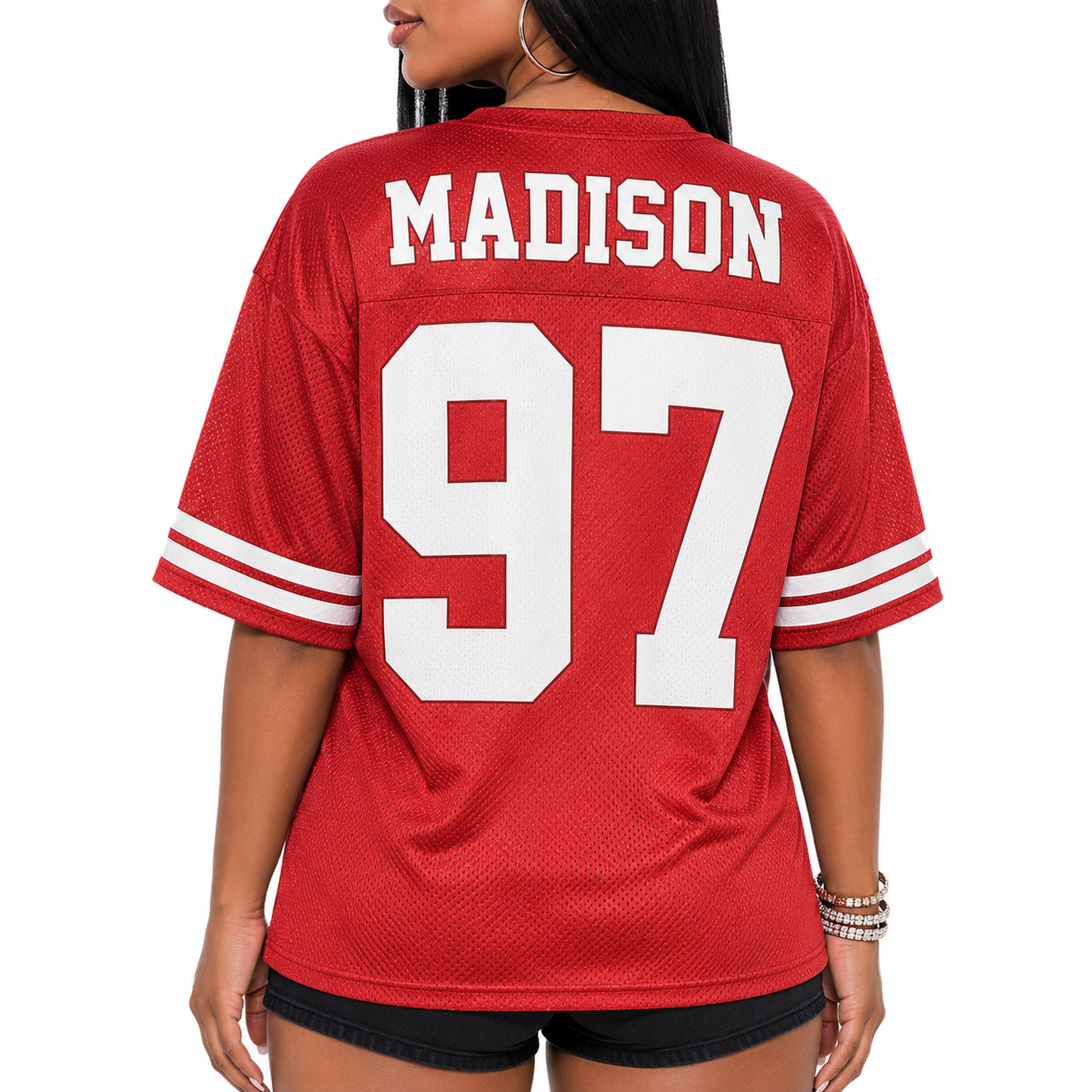 Custom Drop Shoulder Football Jersey Red - Design Your Own