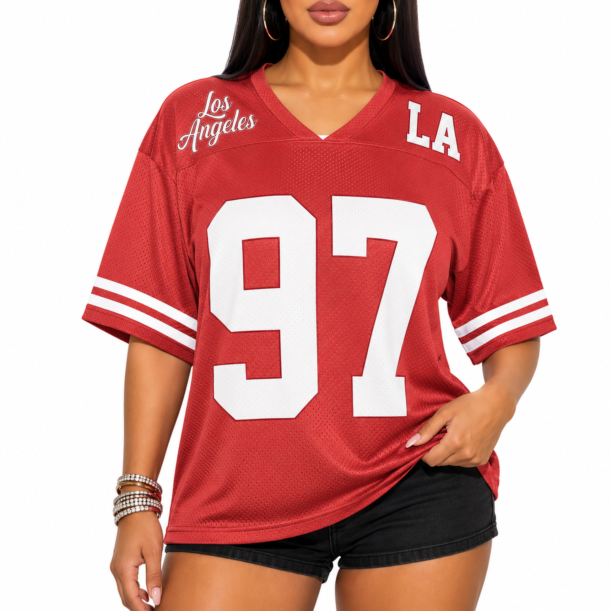 Custom Drop Shoulder Football Jersey Red - Design Your Own