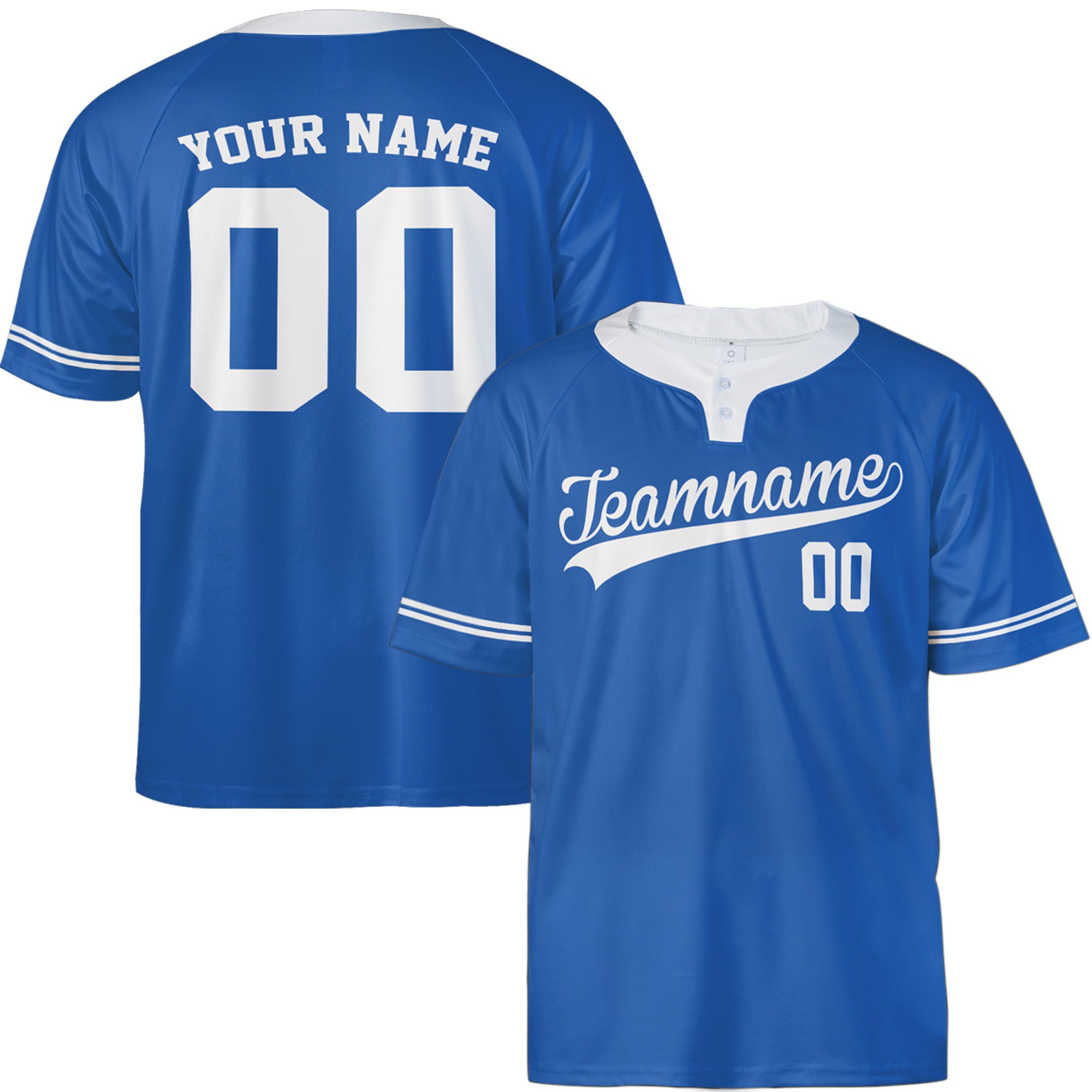 Custom Two Button Softball Jersey Royal Blue and White – Design Your Own