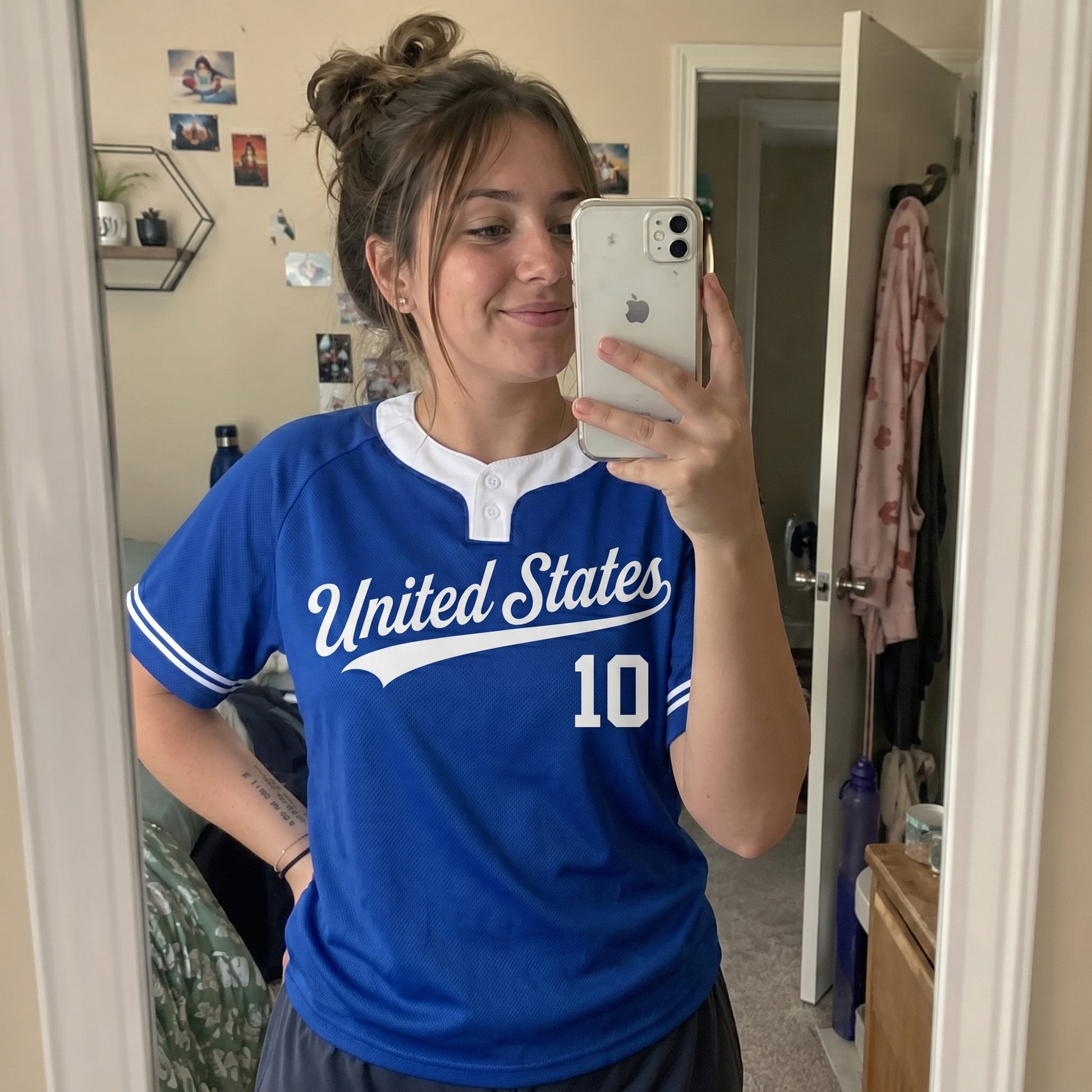 Custom Two Button Softball Jersey Royal Blue and White – Design Your Own