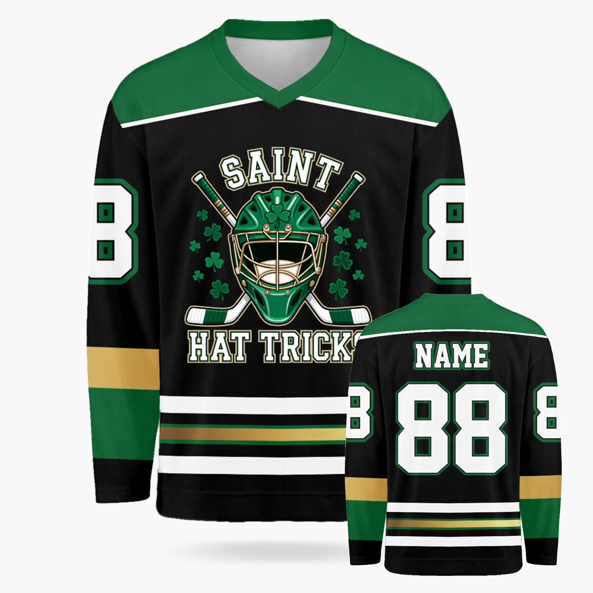 Custom St. Patrick's Day Hockey Jersey St Hat Tricks - Design Your Own