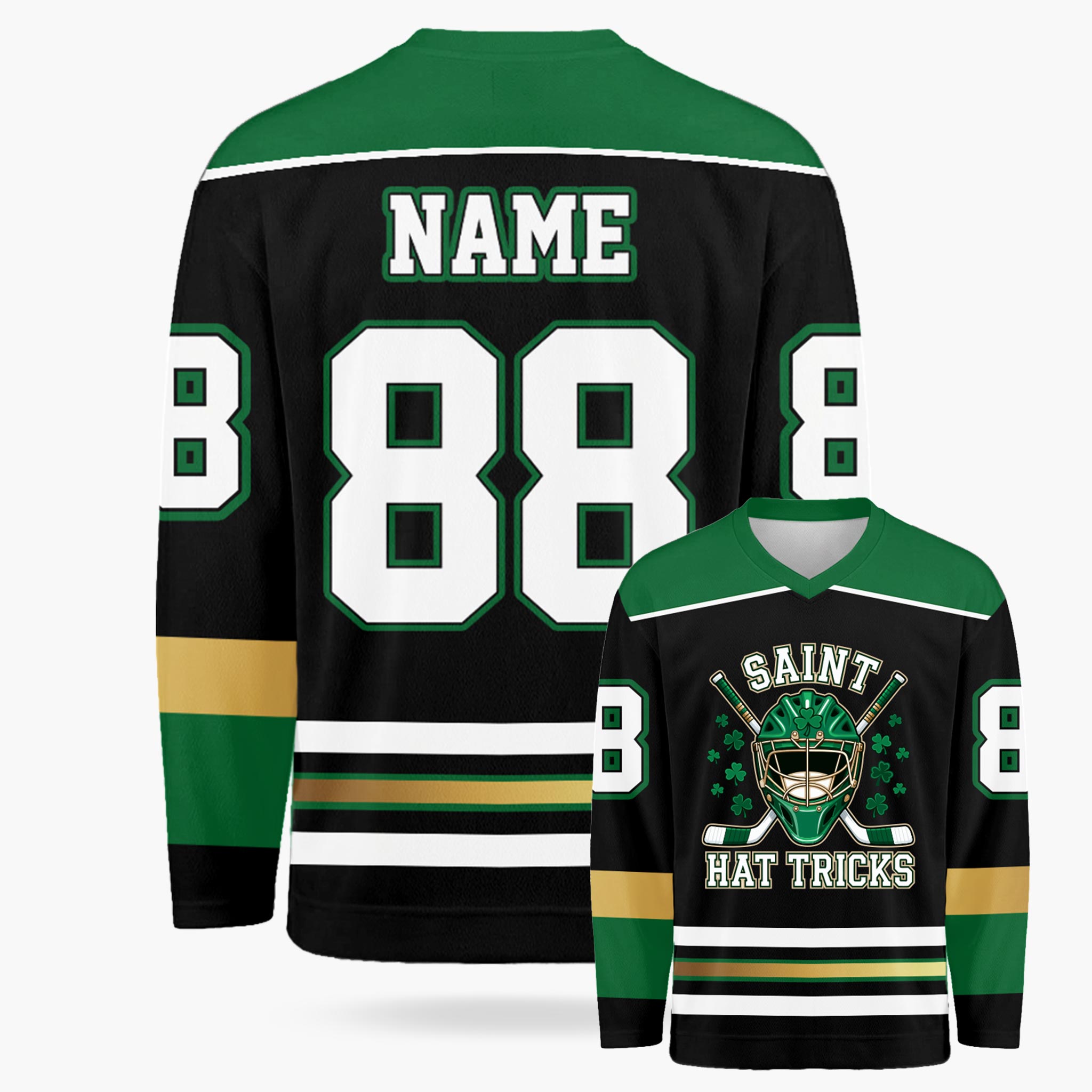 Custom St. Patrick's Day Hockey Jersey St Hat Tricks - Design Your Own