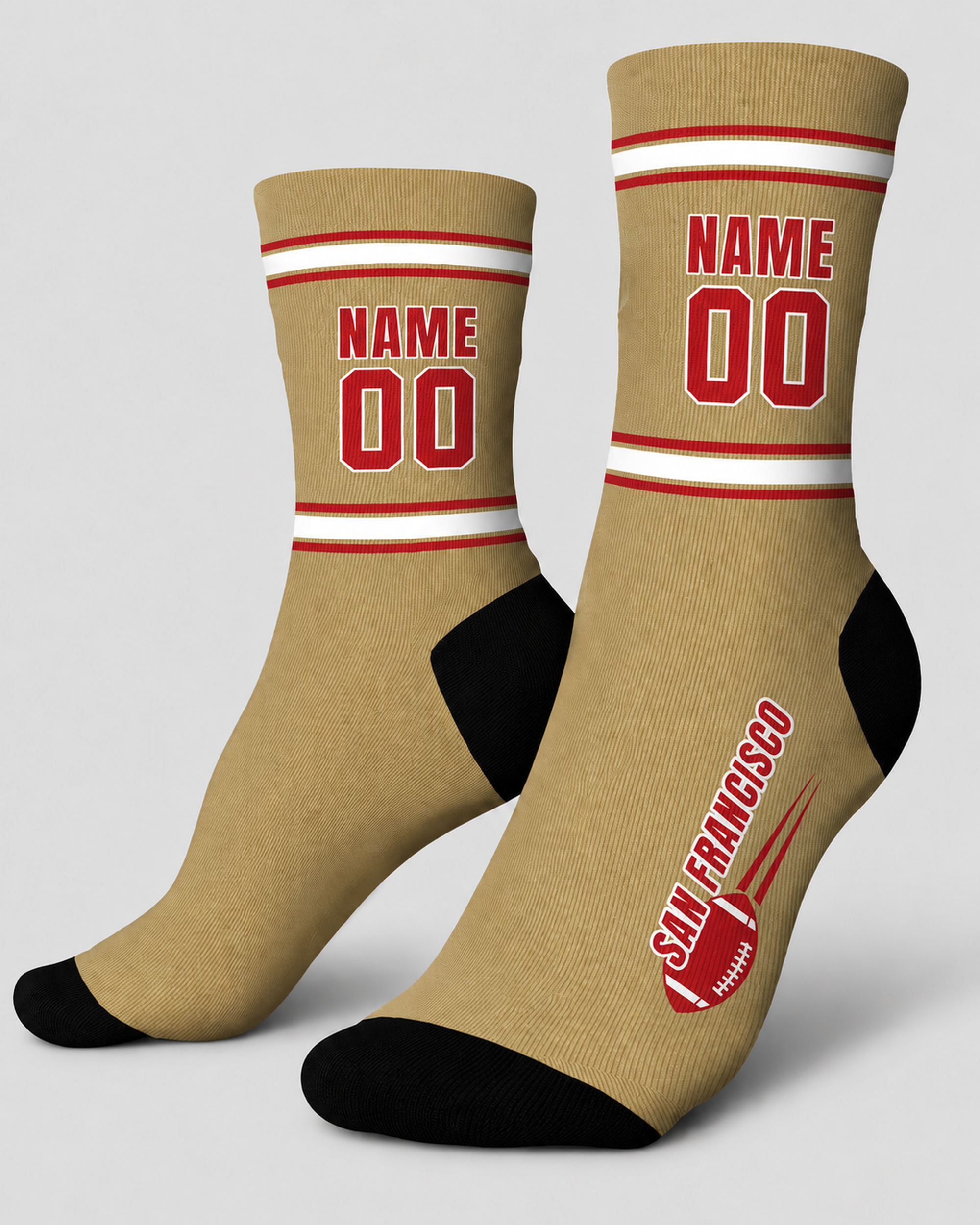 Custom City Sports Socks San Francisco Gold - Personalized Name Number