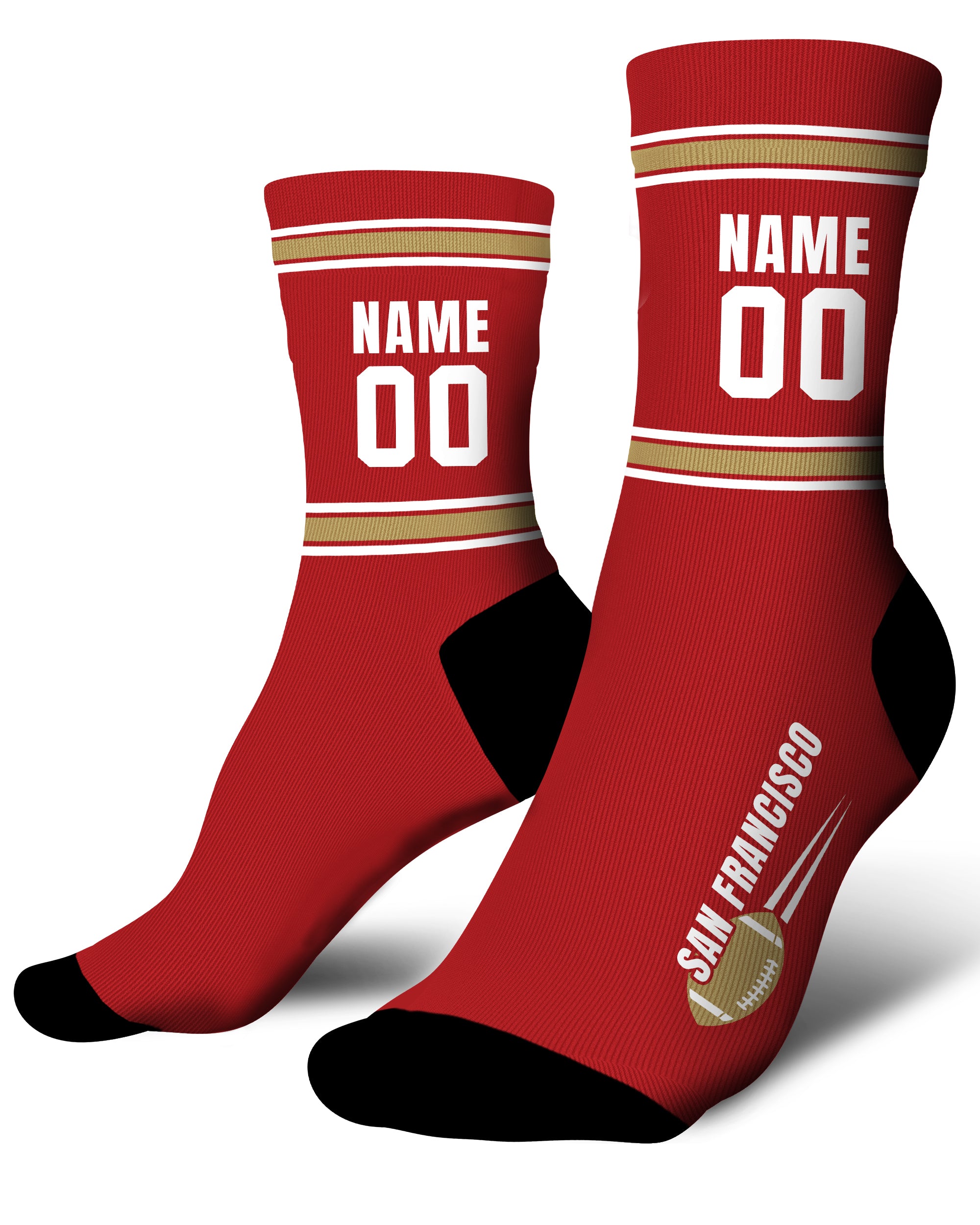 Custom City Sports Socks San Francisco Red - Personalized Name Number