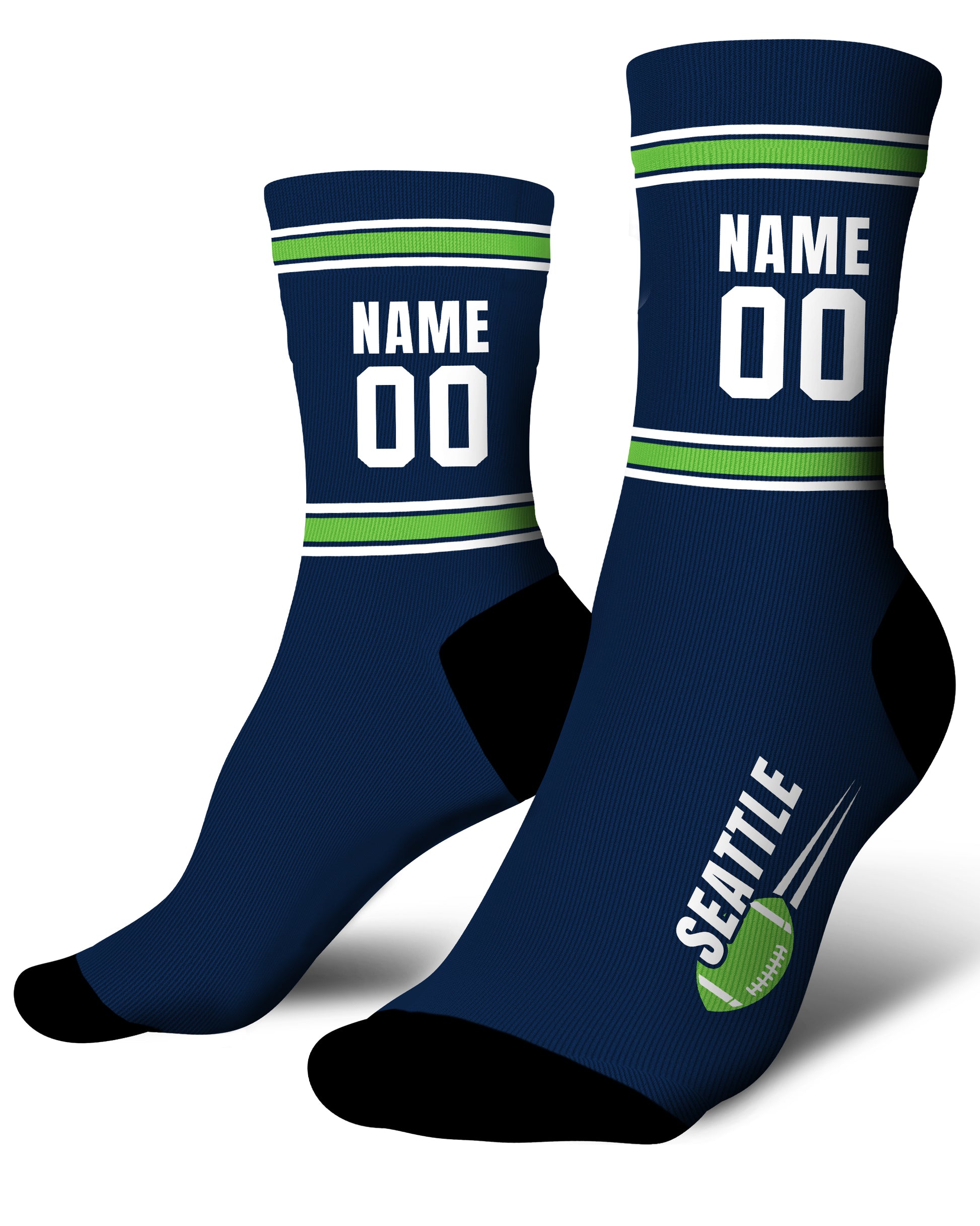 Custom City Sports Socks Seattle Blue - Personalized Name Number