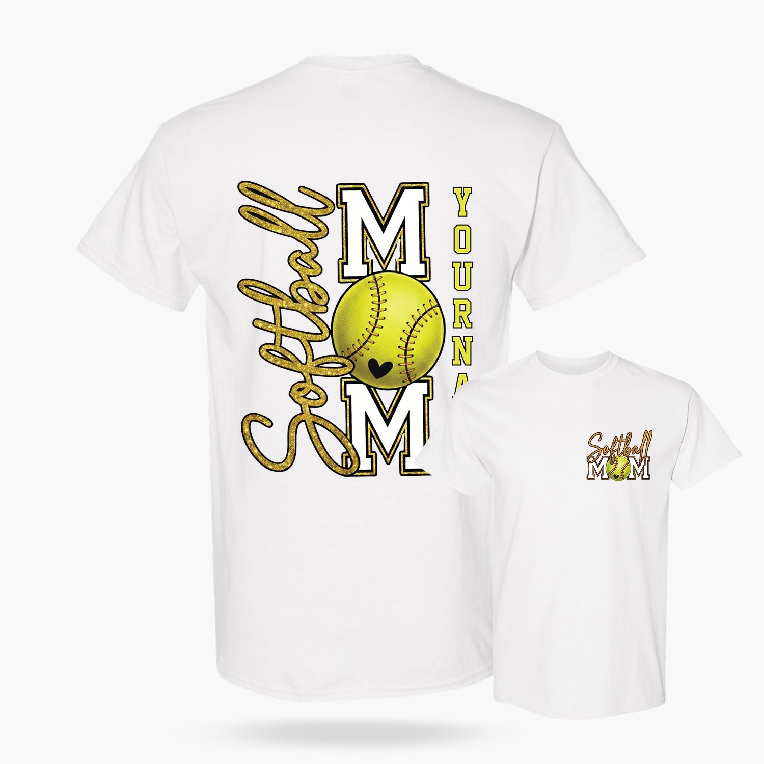 Custom T-Shirt Softball Mom Design White - Personalized Name