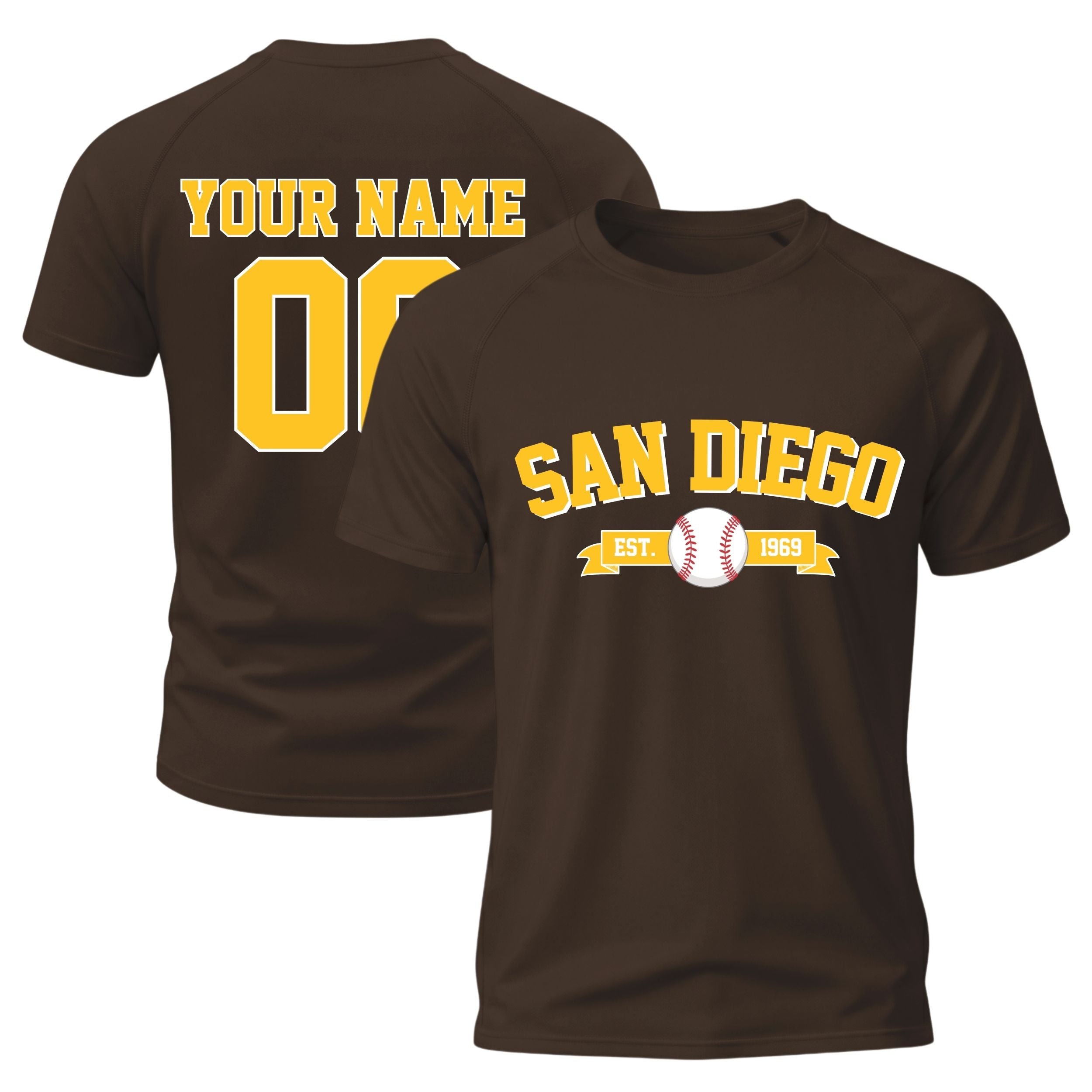 Custom City T-Shirt Baseball Style San Diego - Personalized Name Number
