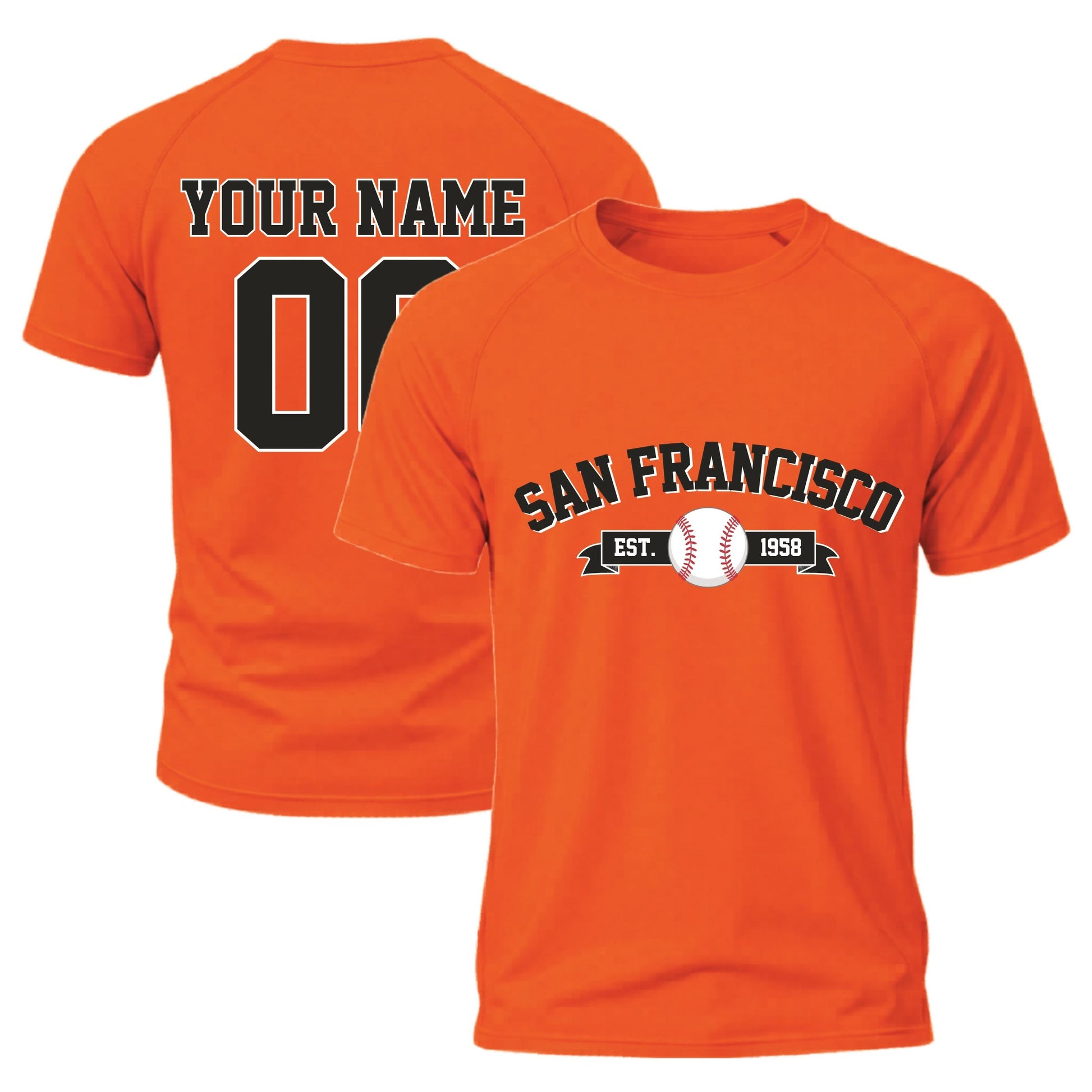 Custom City T-Shirt Baseball Style San Francisco - Personalized Name Number