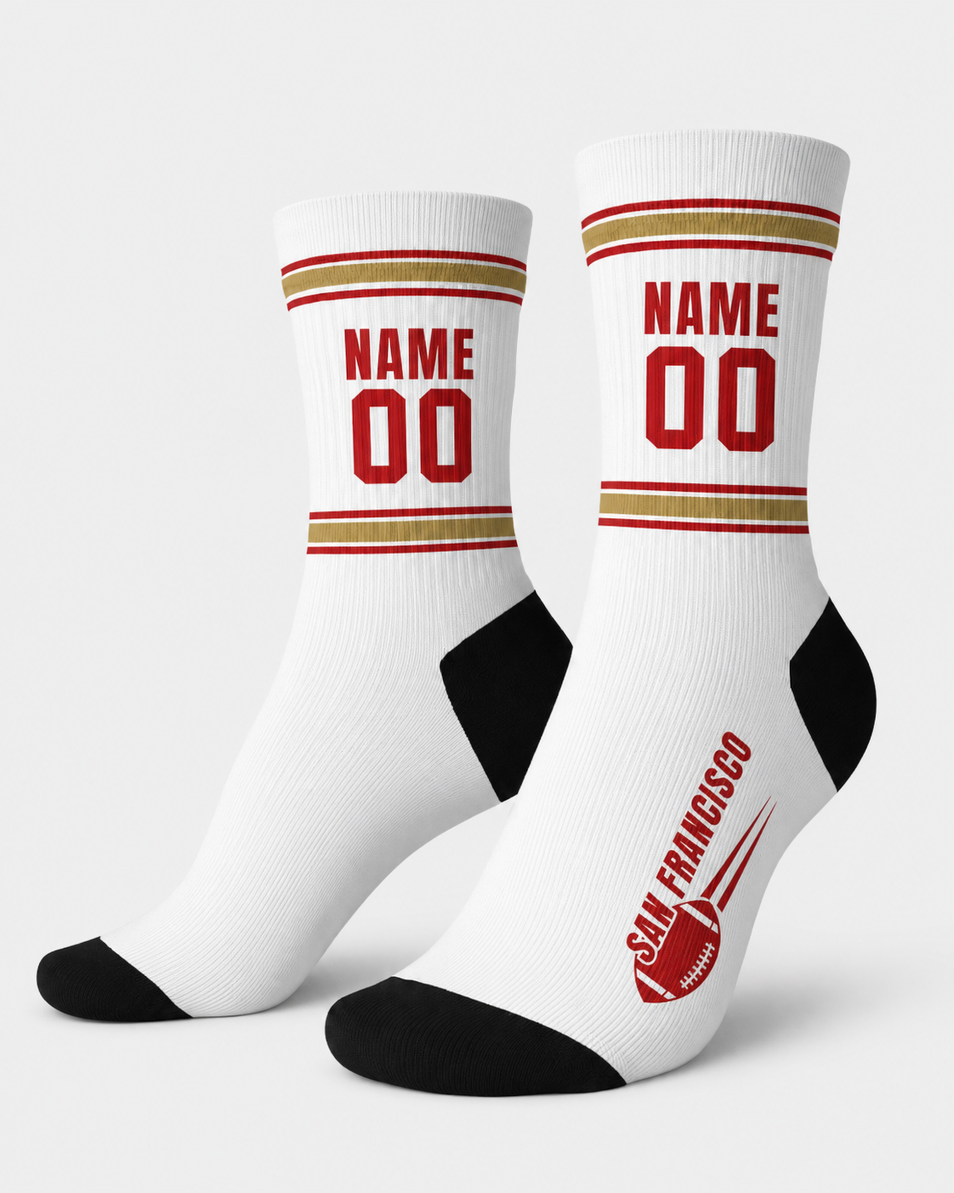 Custom City Sports Socks San Francisco White - Personalized Name Number