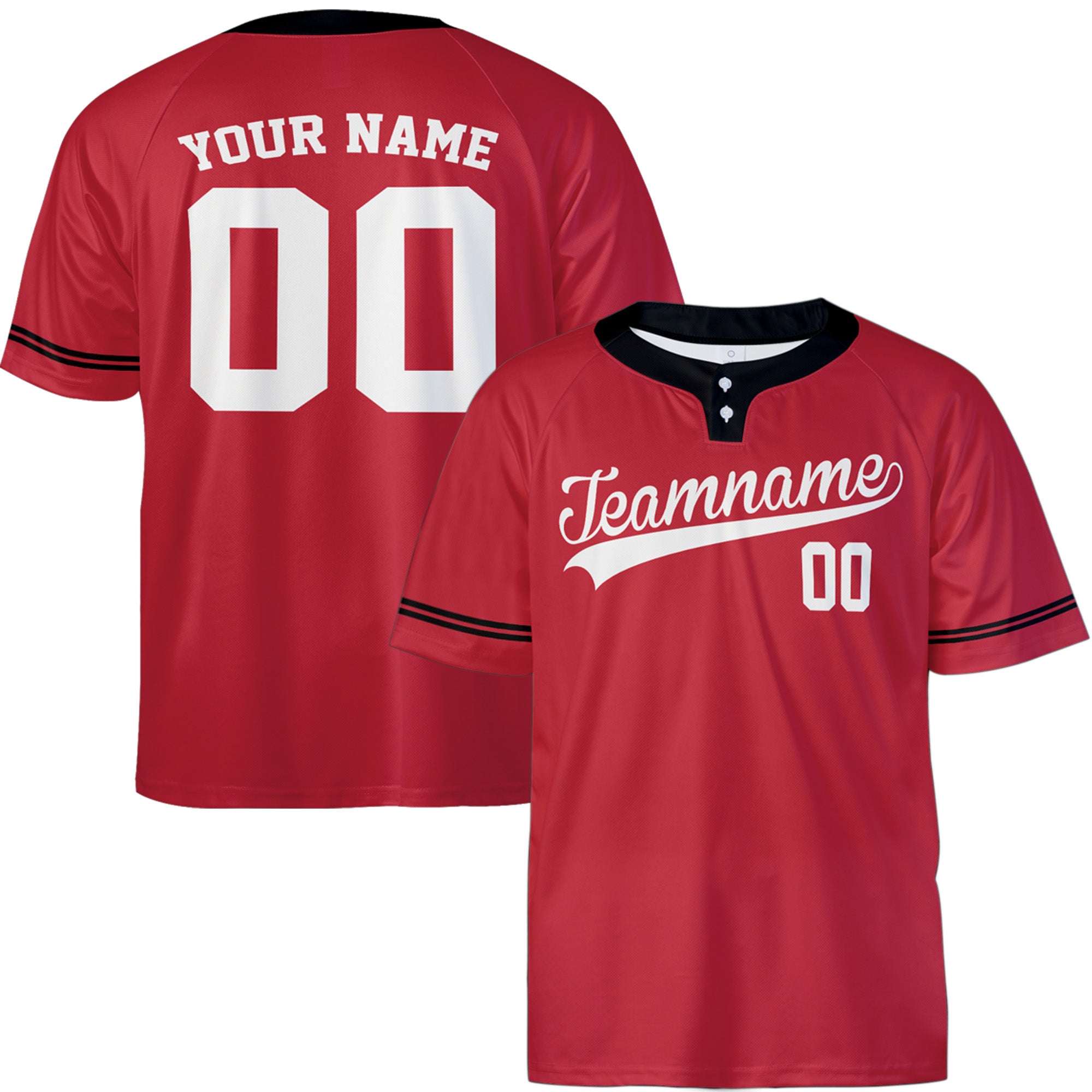 Custom Two Button Softball Jersey Scarlet, Black and White – Design Your Own