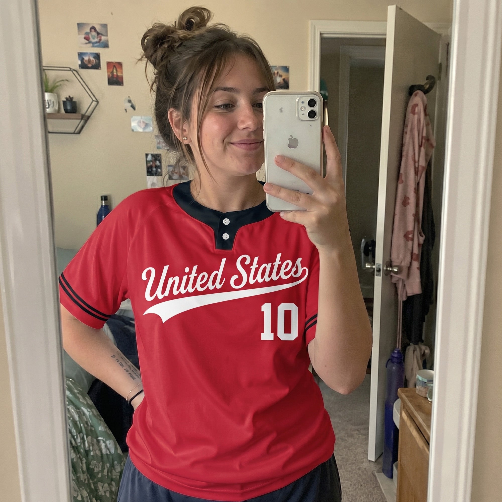 Custom Two Button Softball Jersey Scarlet, Black and White – Design Your Own