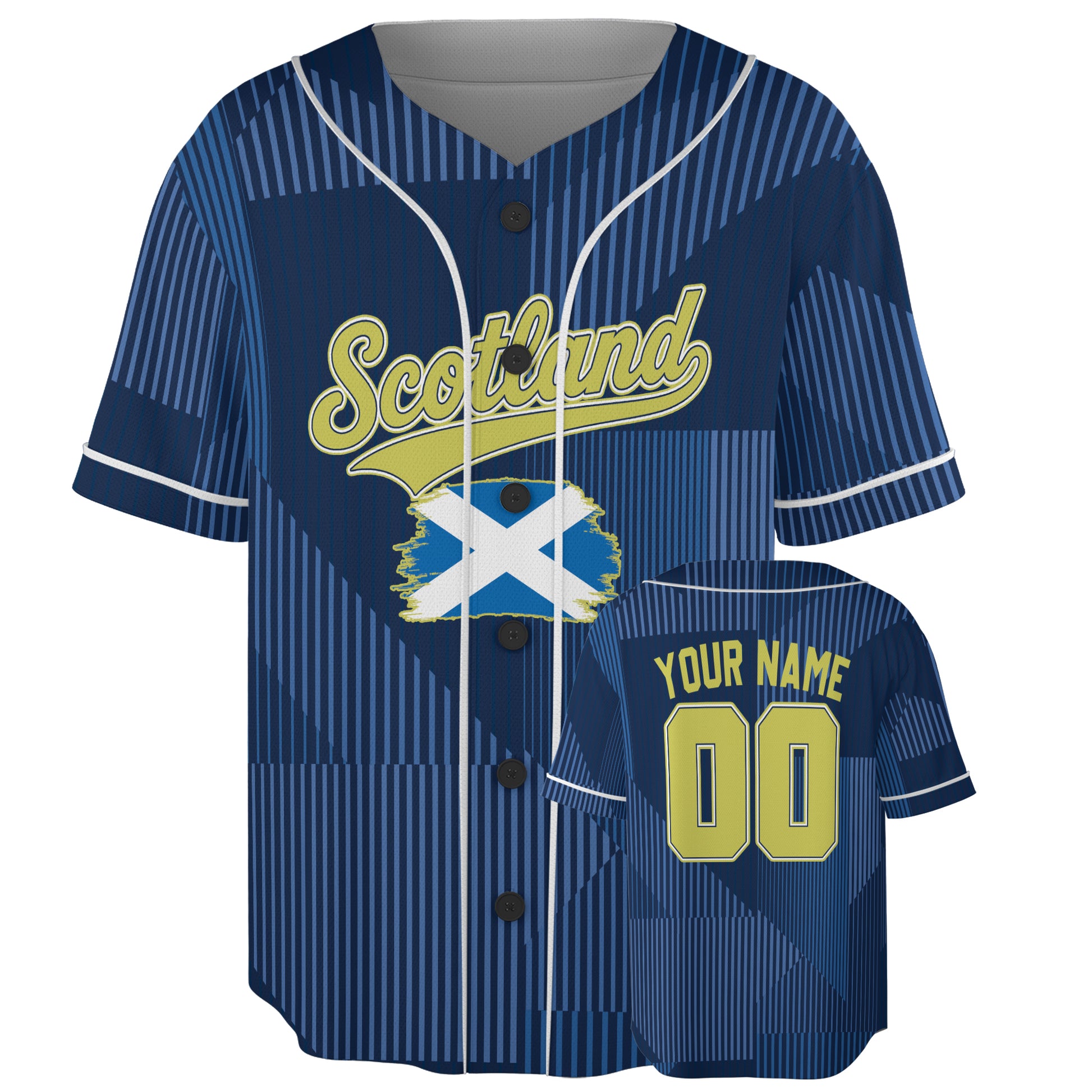 Custom Scotland Baseball Jersey Scottish Fan Highland Stripes – Personalized Name Number