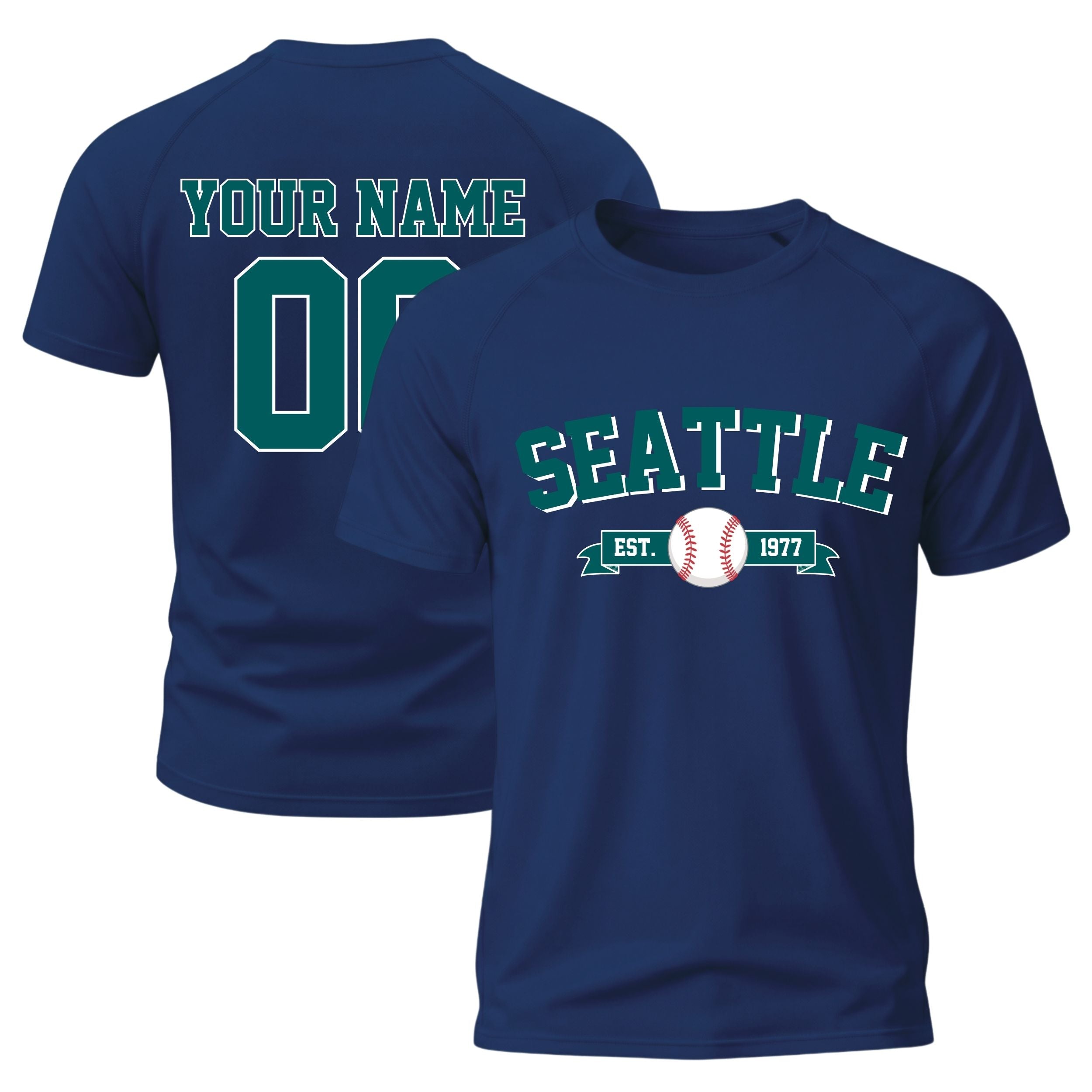 Custom City T-Shirt Baseball Style Seattle - Personalized Name Number
