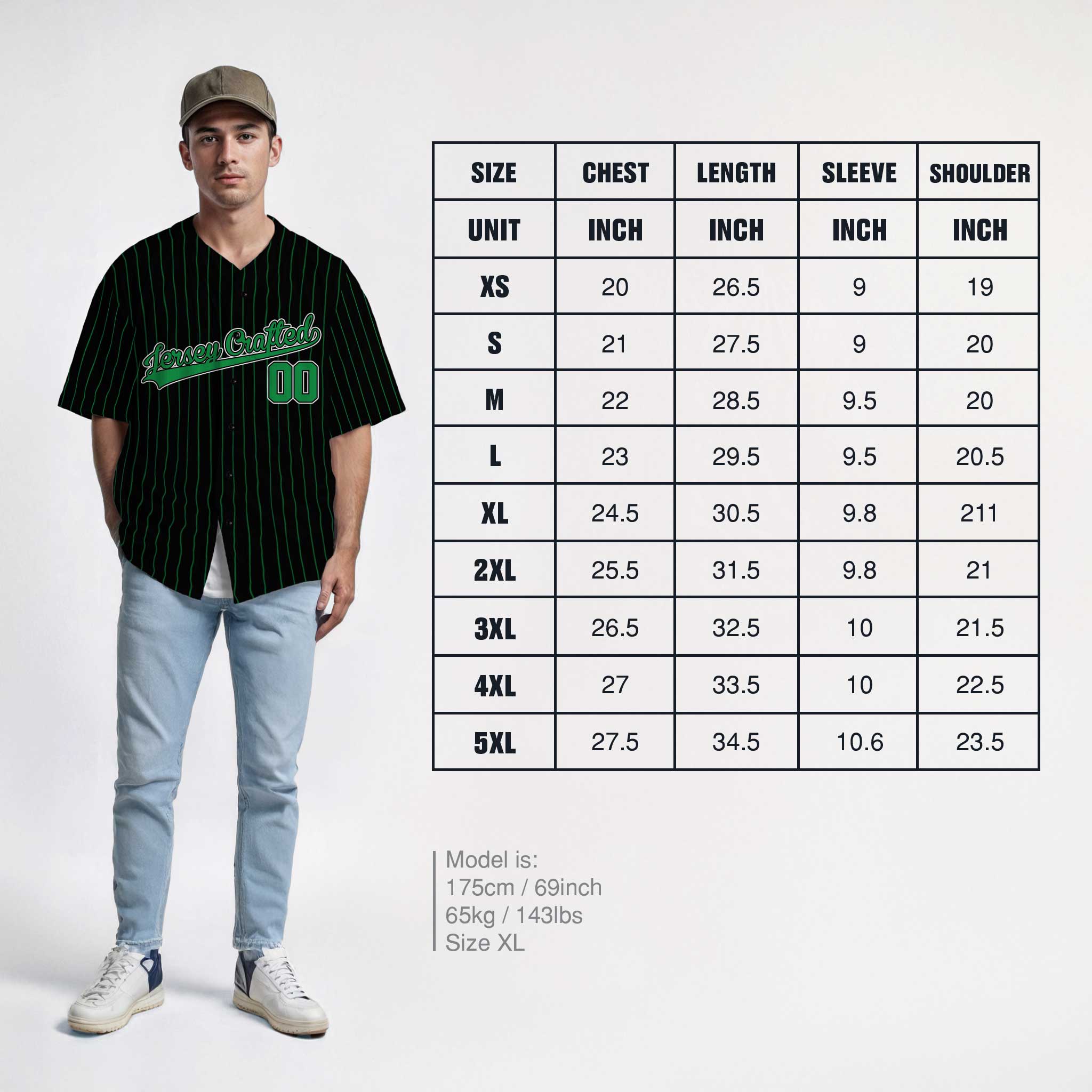 Custom Pinstripe Baseball Jersey Black and Green - Design Your Own
