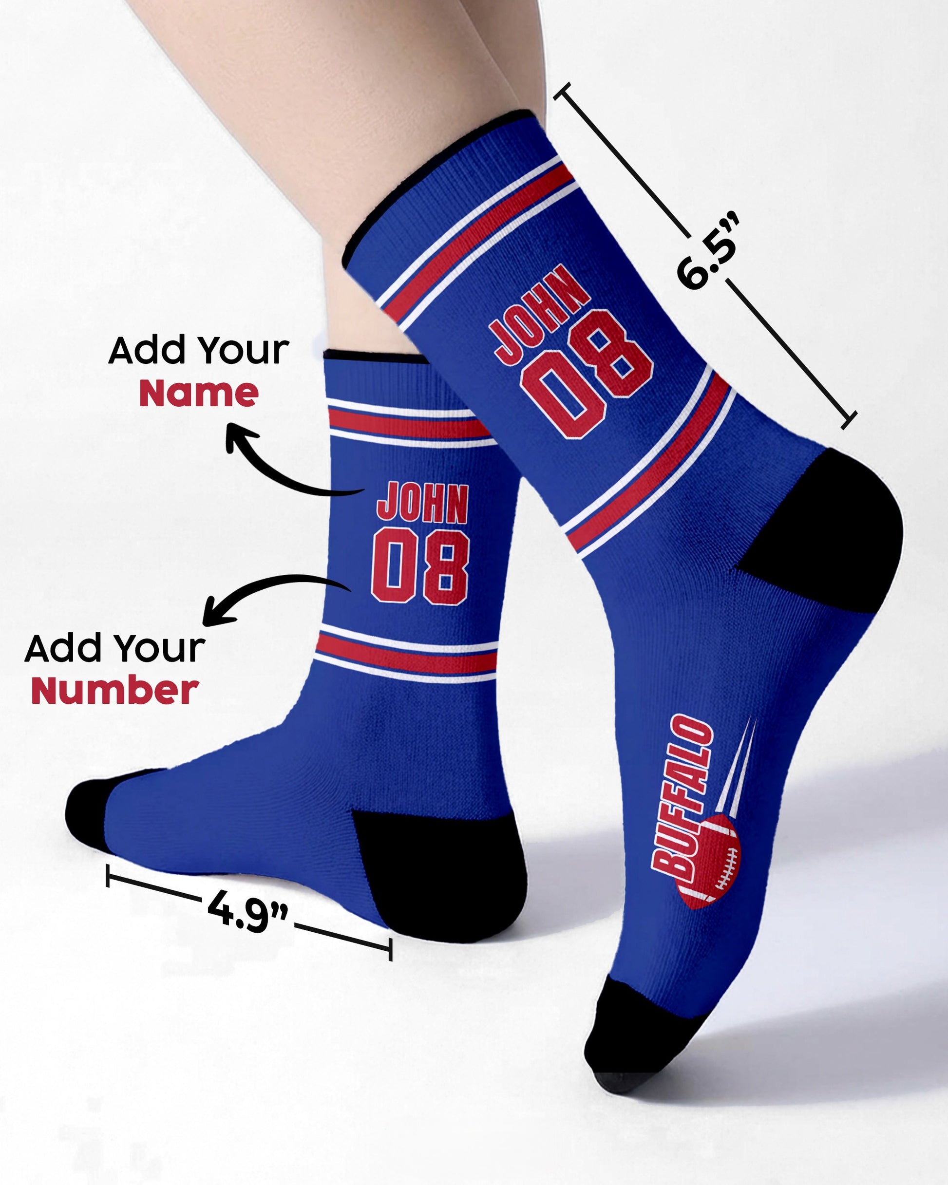 Custom City Sports Socks Baltimore White - Personalized Name Number