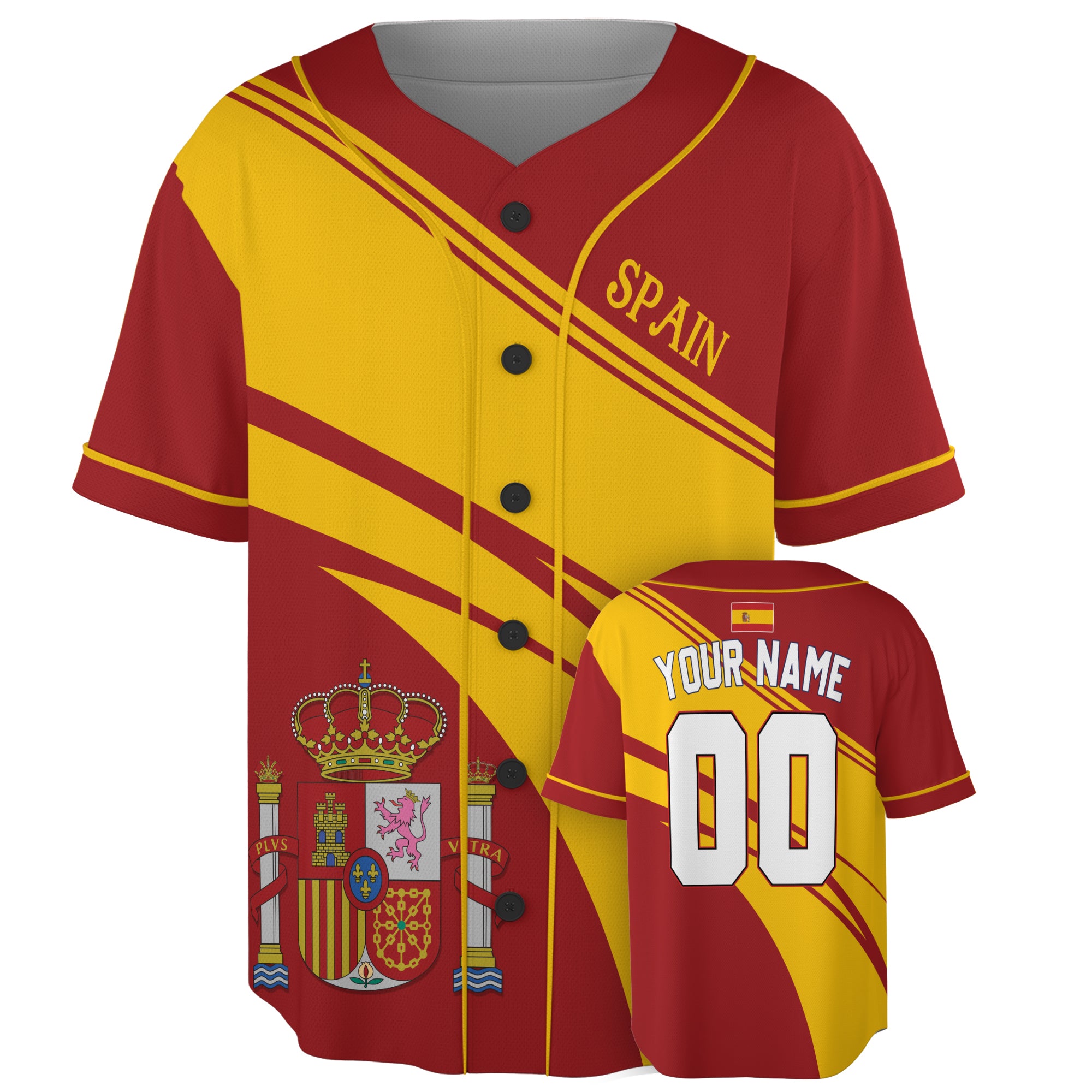 Custom Spain Baseball Jersey Spanish Fan Dynamic Flag Classic – Personalized Name Number