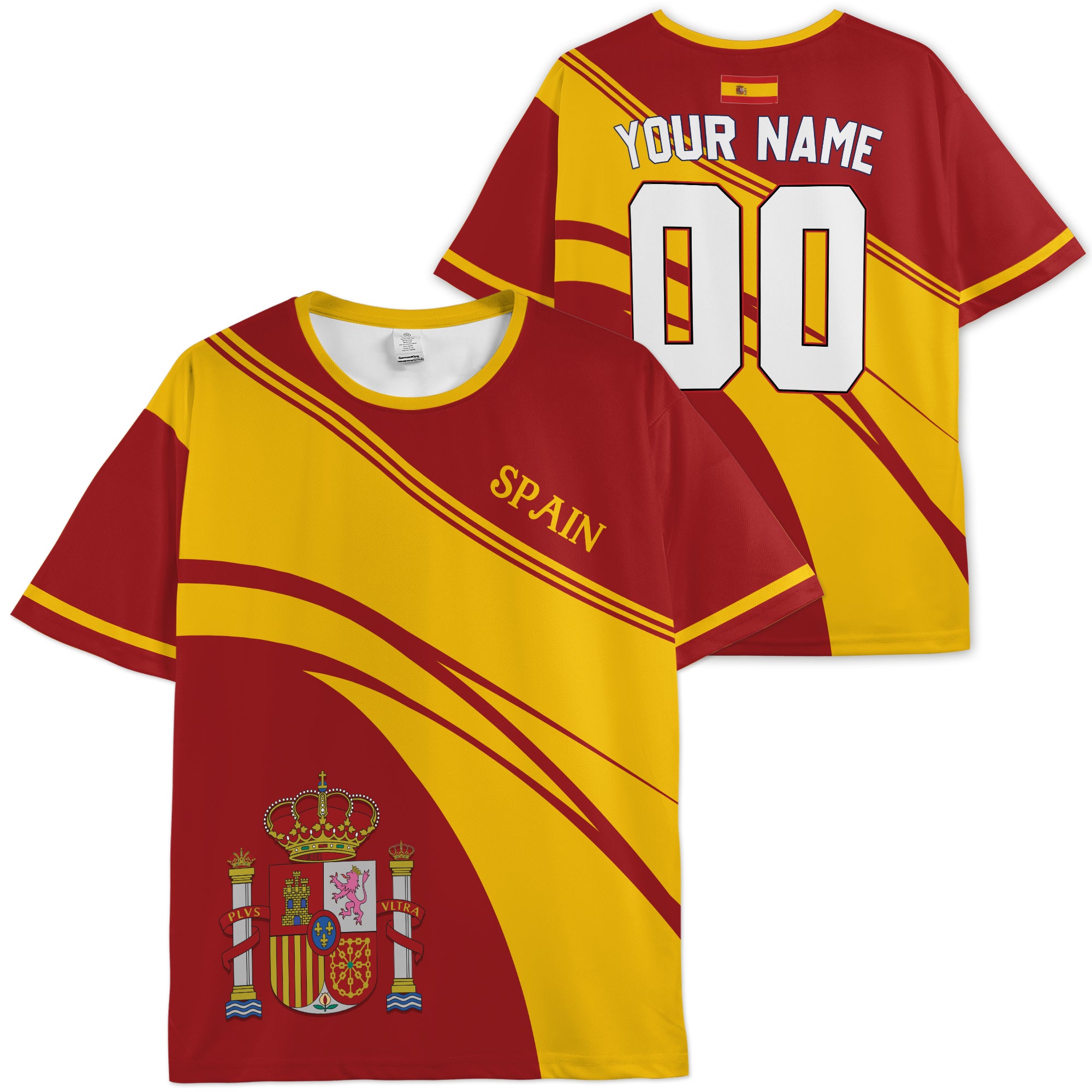 Custom Spain Soccer Jersey Spanish Fan Dynamic Flag Classic - Personalized Name Number