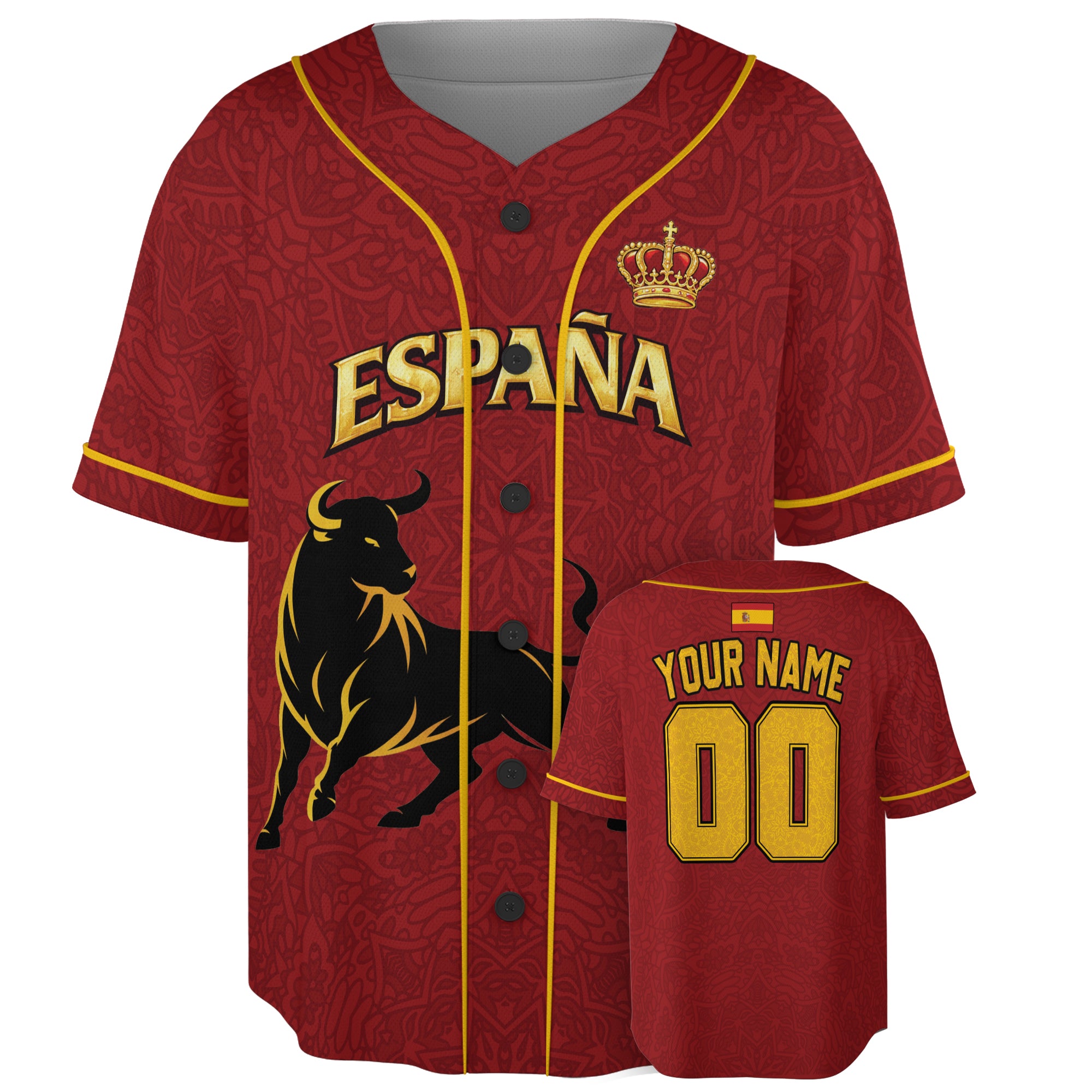 Custom Spain Baseball Jersey Spanish Fan Toro Heritage Classic – Personalized Name Number