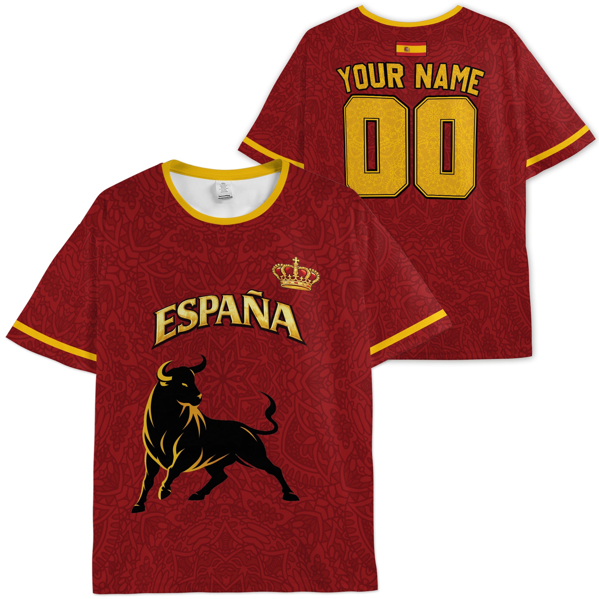 Custom Spain Soccer Jersey Spanish Fan Toro Heritage Classic - Personalized Name Number
