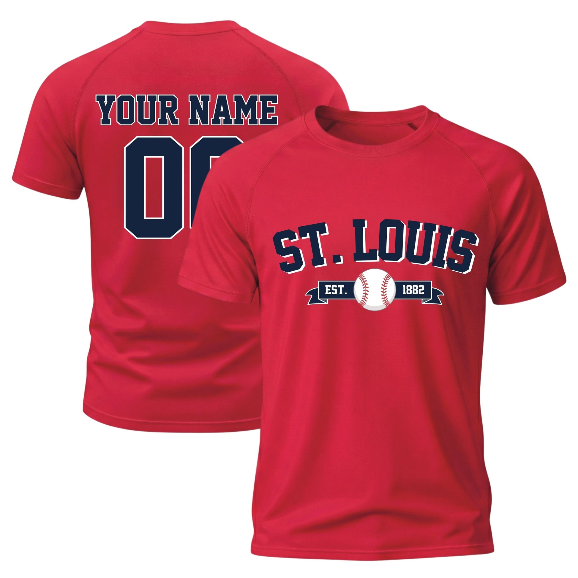 Custom City T-Shirt Baseball Style St. Louis - Personalized Name Number