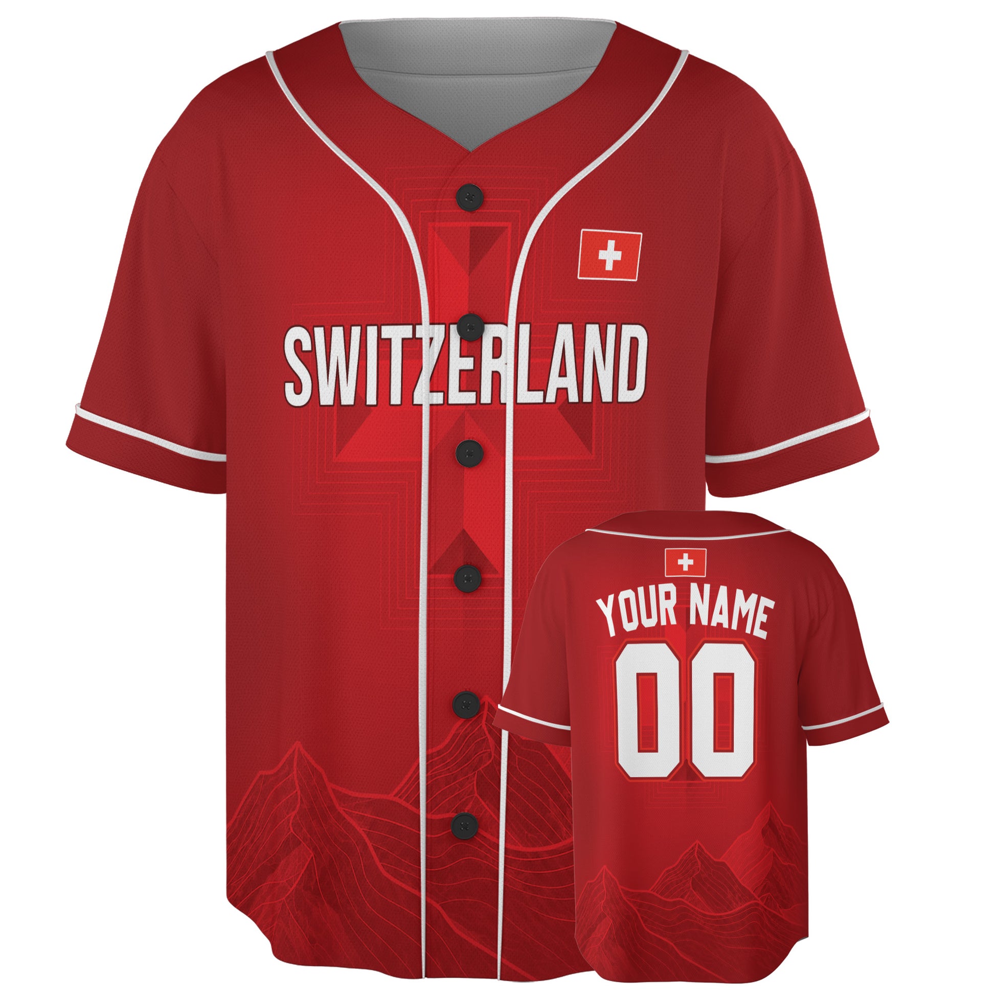 Custom Switzerland Baseball Jersey Swiss Fan Cross – Personalized Name Number