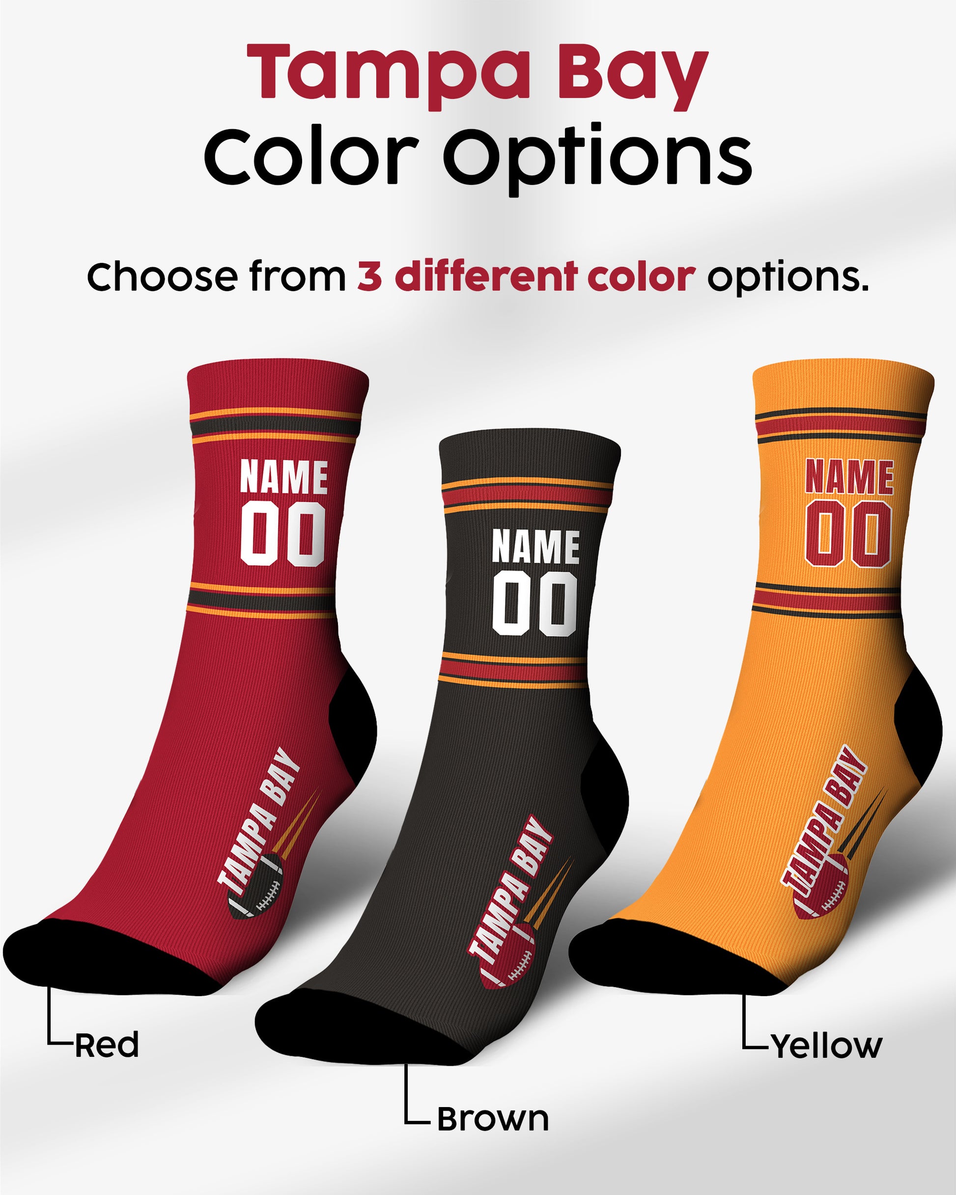 Custom City Sports Socks Tampa Bay Brown - Personalized Name Number
